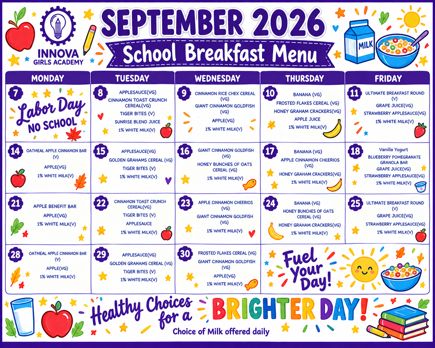 School Breakfast Menu