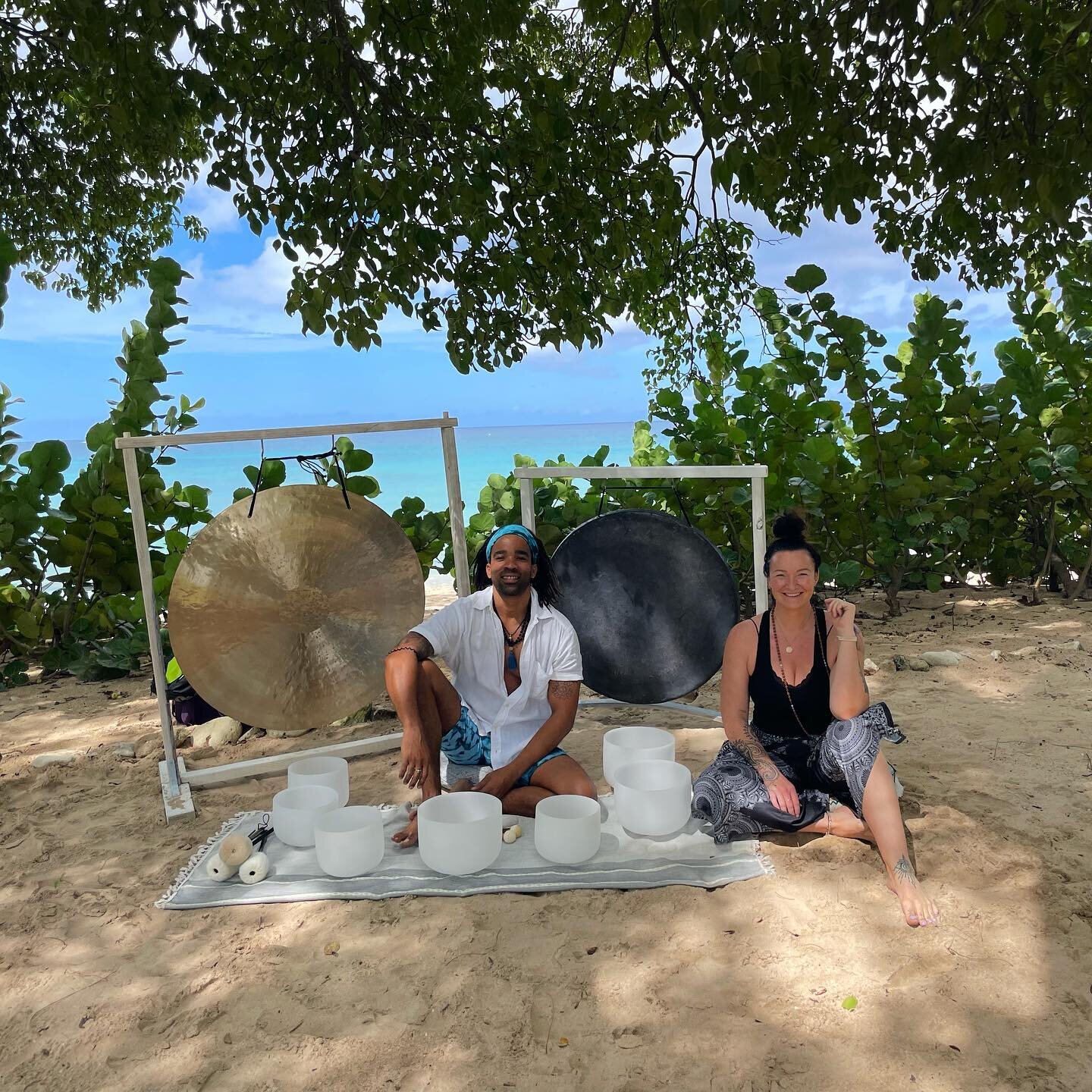 Feeling very blessed this morning to guide a mediation alongside my husband @bajan.buddha, for a wonderful Sound Bath at @la_cabane_barbados. The ocean waves created the perfect aural backdrop for a cleansing session for all who attended.