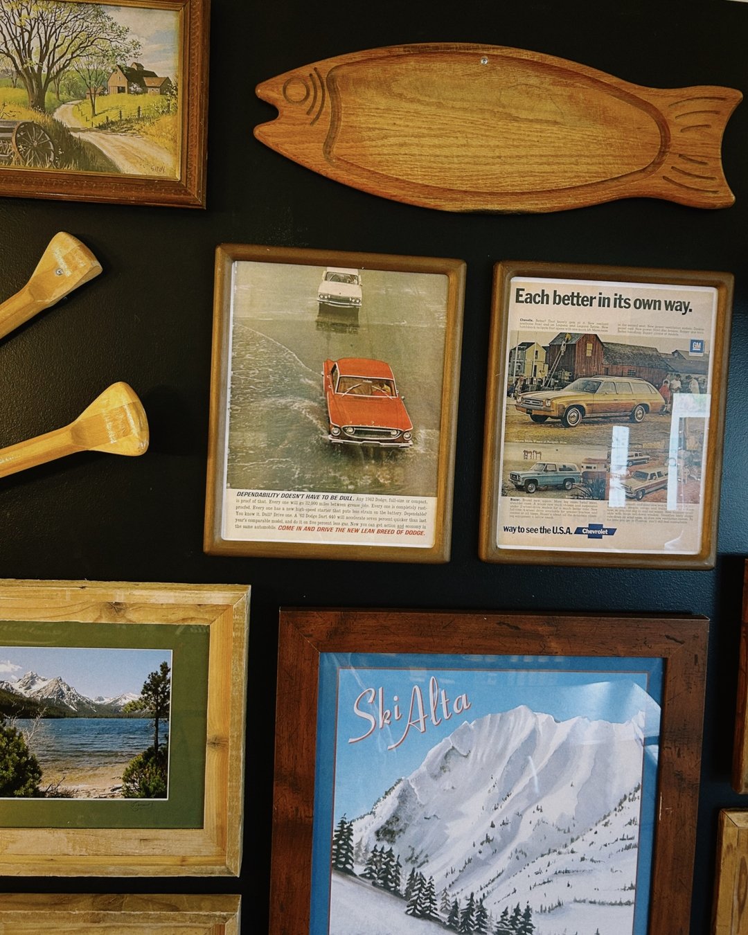 Big fans of gallery walls... on every wall. Comment below what we're missing! We'll go first.
🎣 Singing Big Mouth Billy Bass
⛺ Camp Front Range sign
🪝 the Hook and Ring game