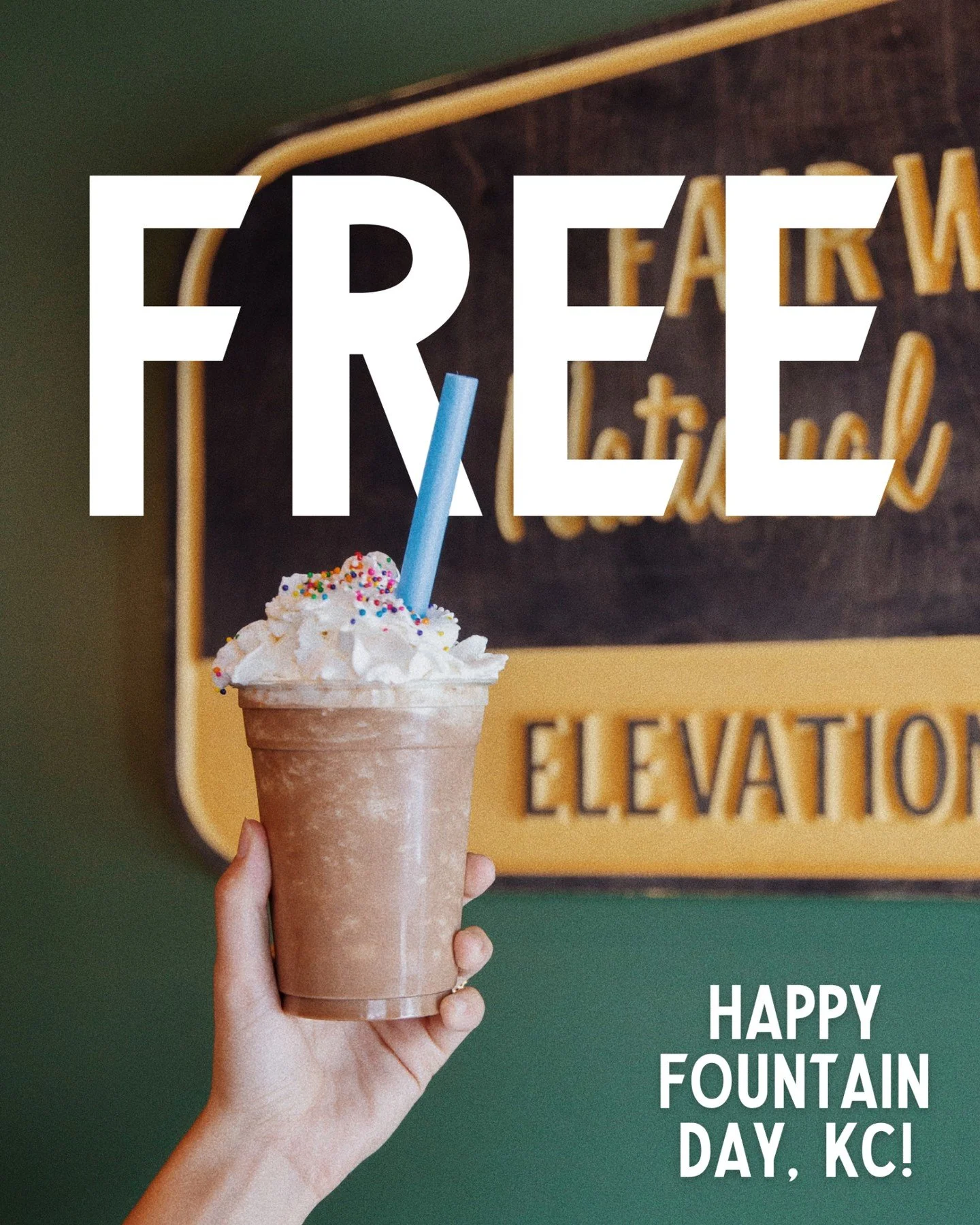 Do you know what Fountain Day is? It's when KC turns on all of the city's fountains⛲ We're celebrating with FREE signature Mocha Mountainccinos⛰️ Yep, no tricks or fine print. Come after 10am today (4/15) and get a free frozen coffee! Don't forget to