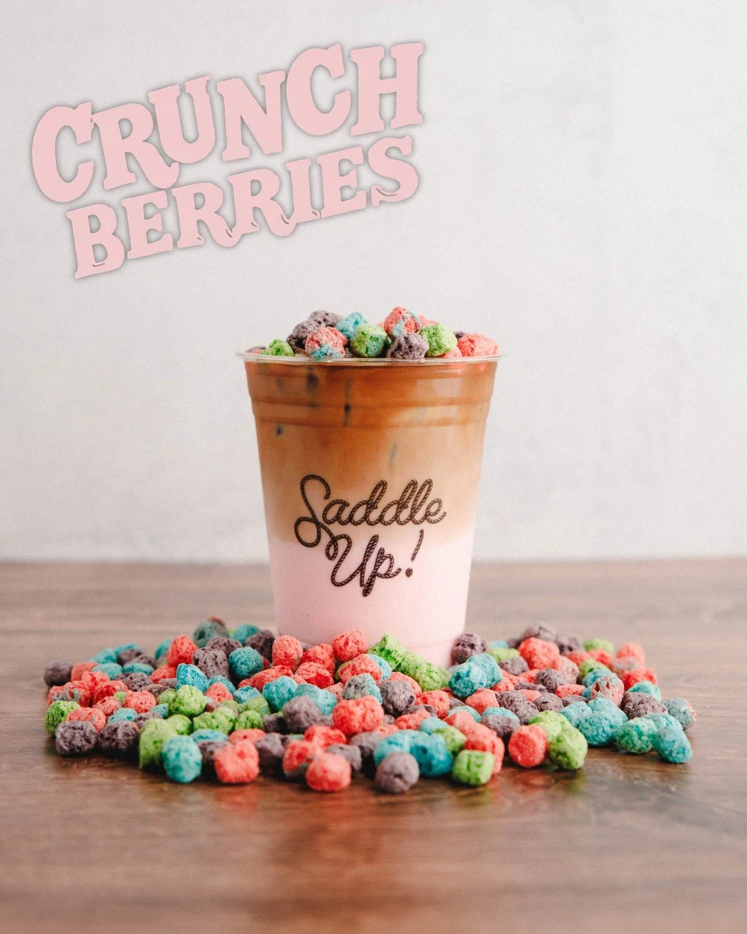 Saddle up, June's Cereal Milk Latte is Crunch Berry! 🍓 Get it on weekends only throughout June, milk or alt milk available🥛