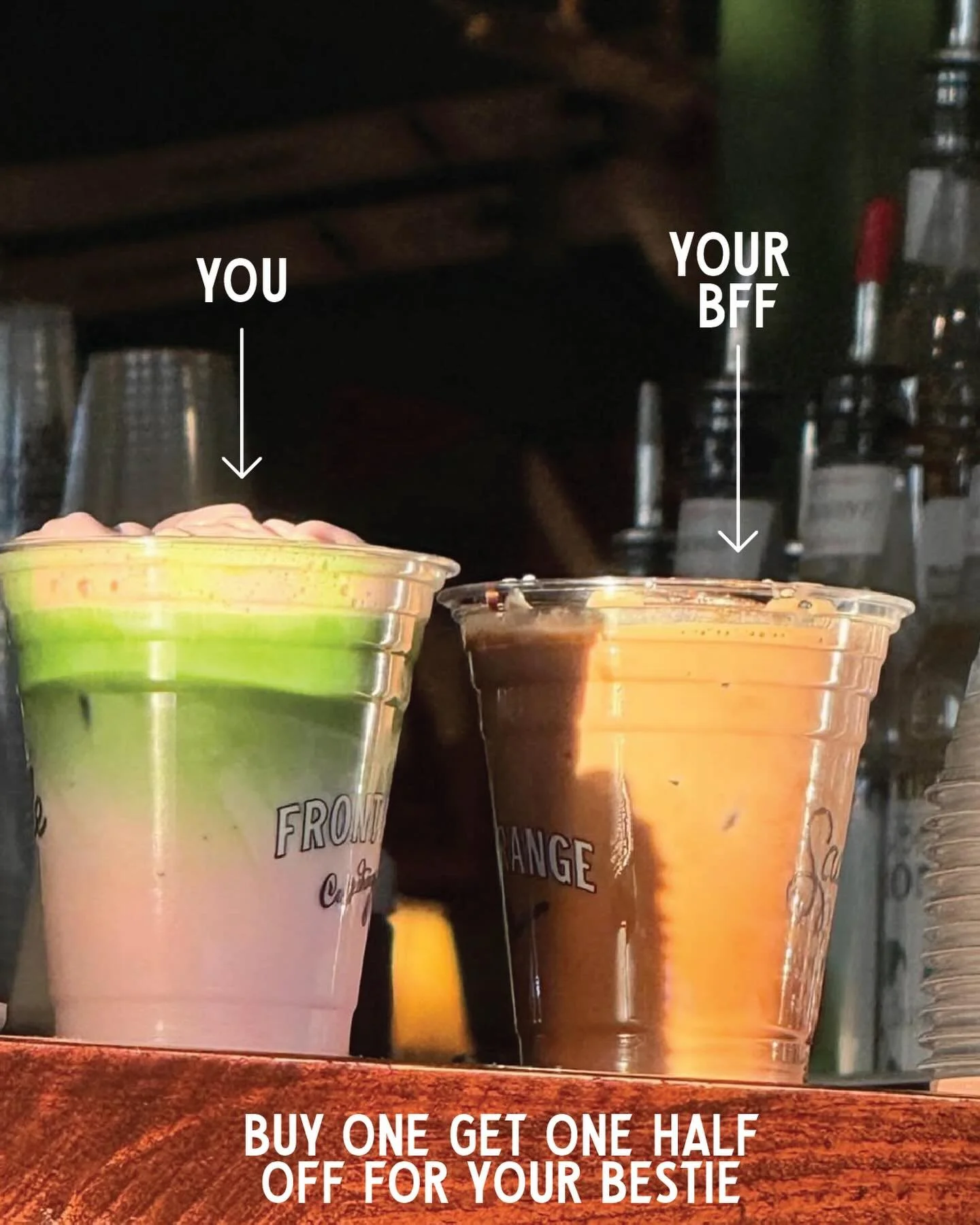 #nationalbestfriendsday👯&zwj;♀️ Buy one cafe drink, get one half off to bring to your bestie☕️☕️ Today only!