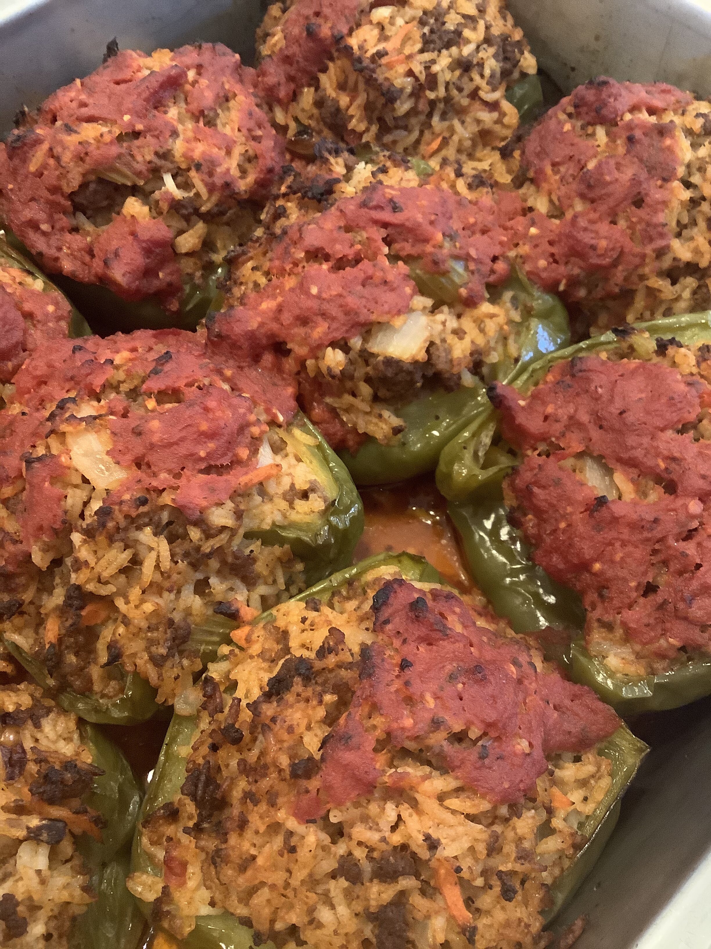 Ground Beef &amp; Rice Stuffed Peppers