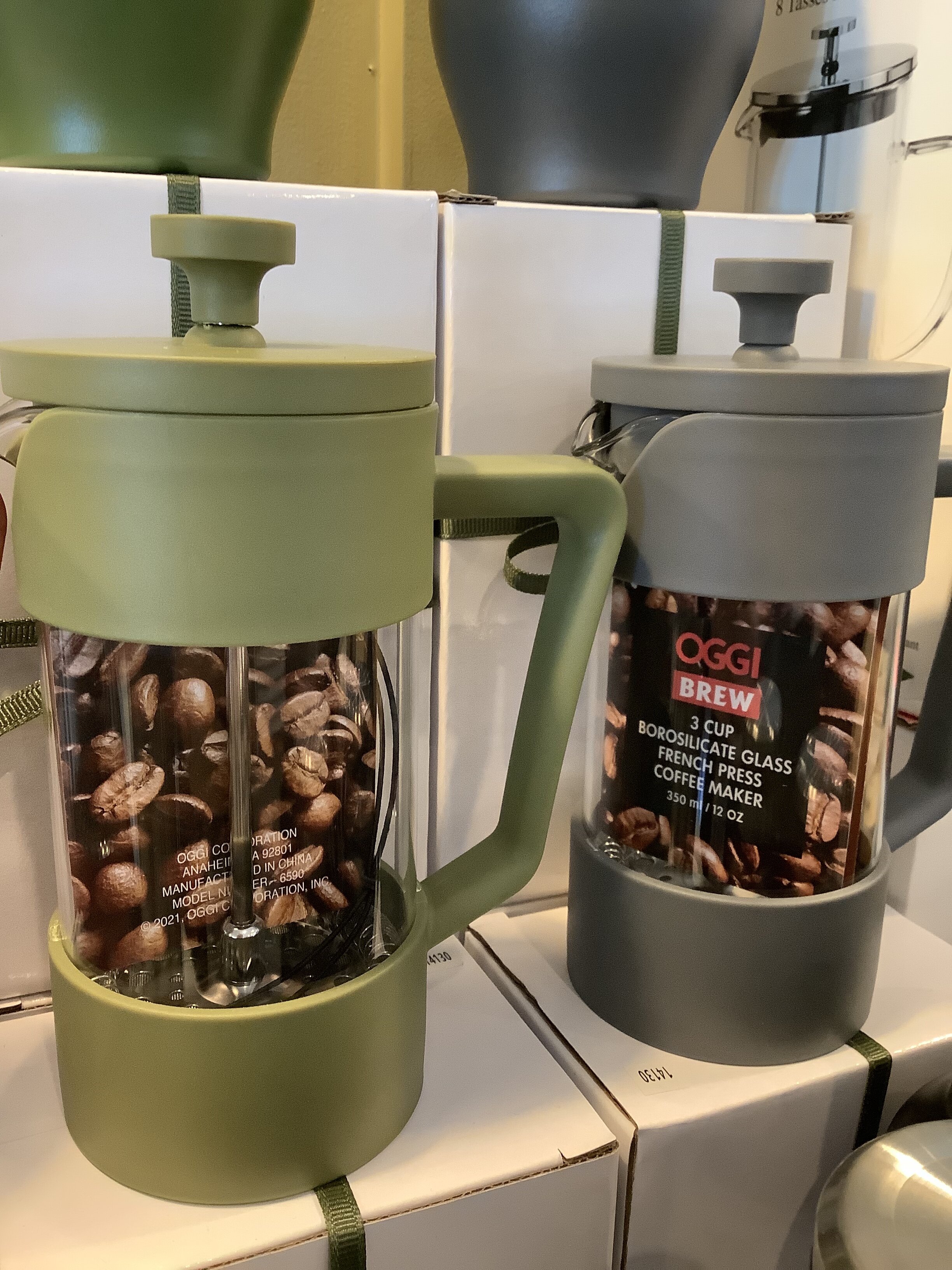 3 Cup French Press by OGGI in Olive &amp; Gray