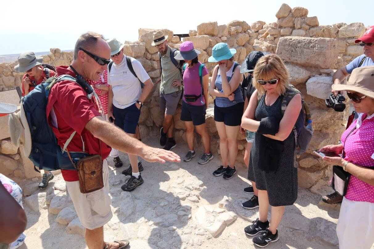 Bob teaching at Qumran, Footsteps of Jesus Experience