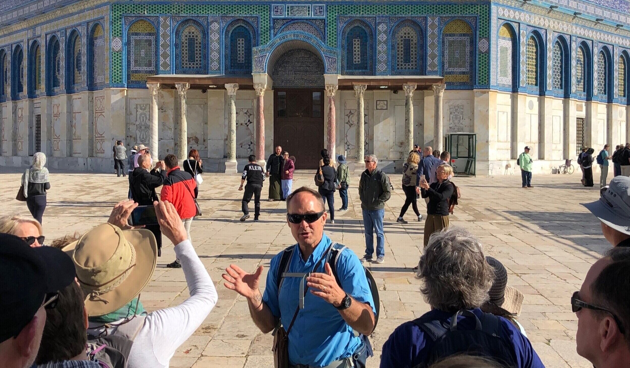 Bob teaching at the Temple Mount in Jerusalem, Footsteps of Jesus Experience