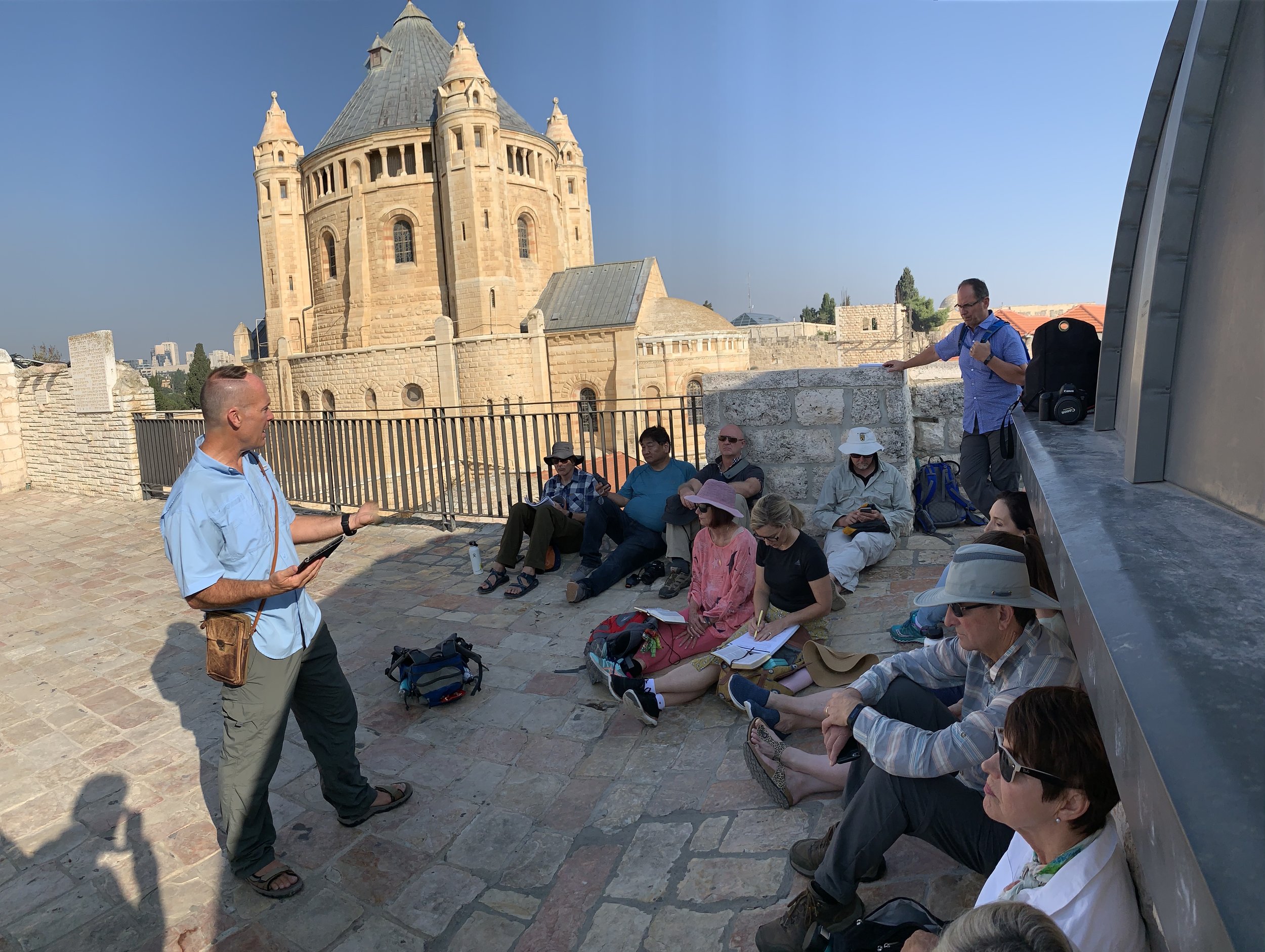 Bob teaching at the Upper Room in Jerusalem, Footsteps of Jesus Experience