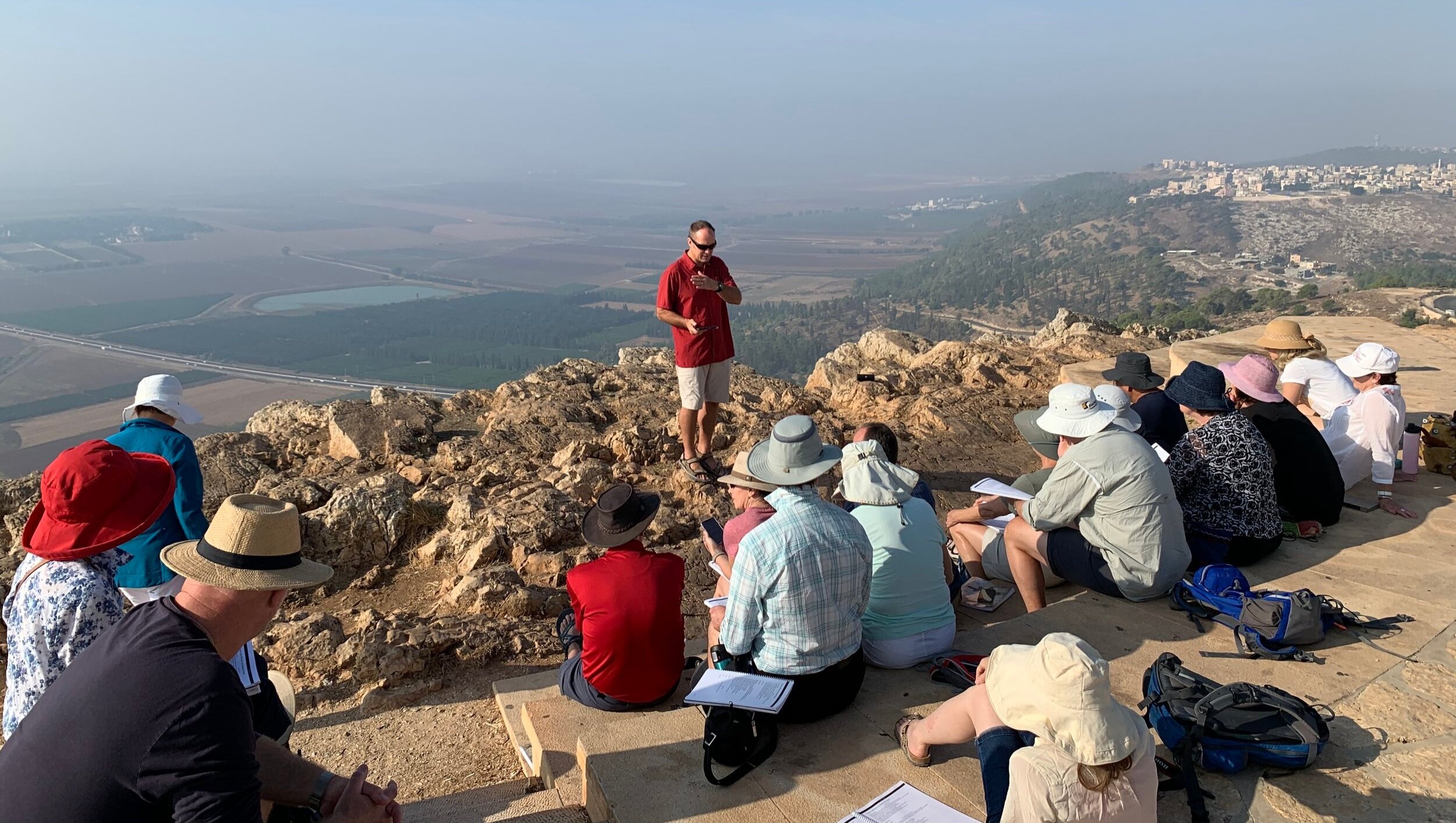 Bob teaching at Mount Precipice in Nazareth, Footsteps of Jesus Experience