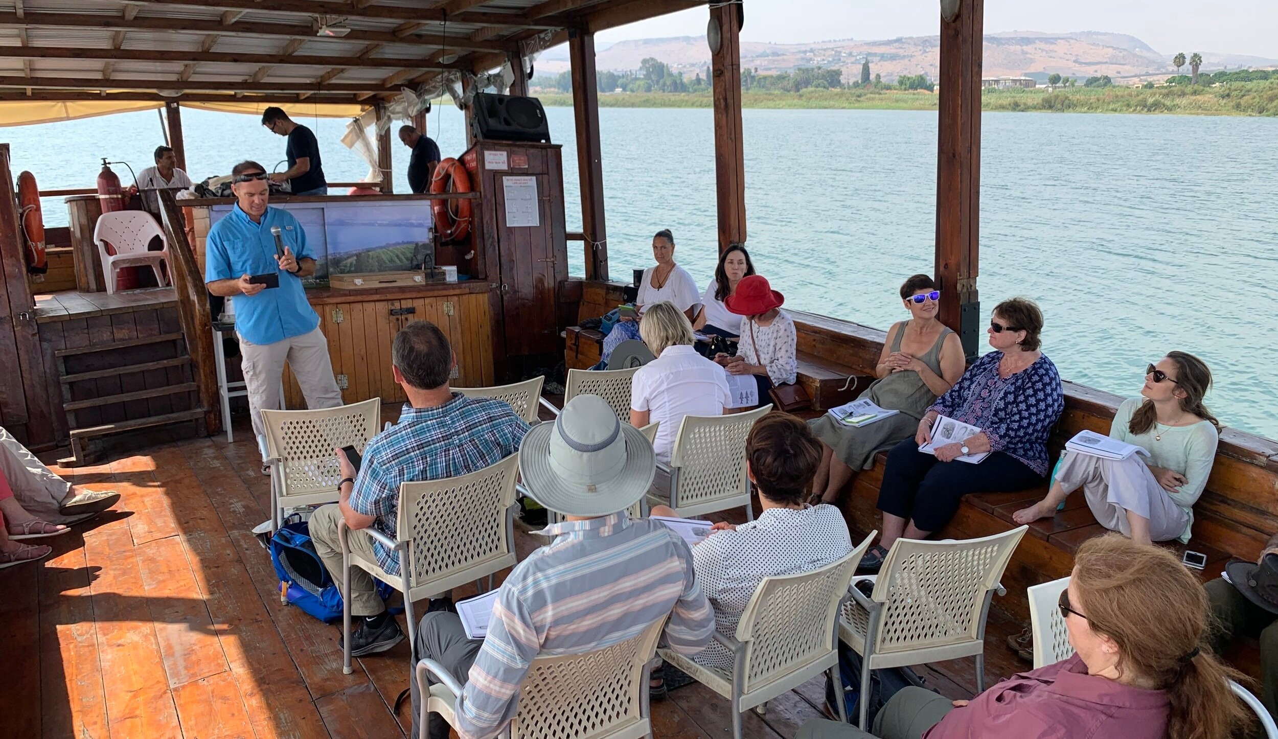 Bob teaching on the Sea of Galilee, Footsteps of Jesus Experience