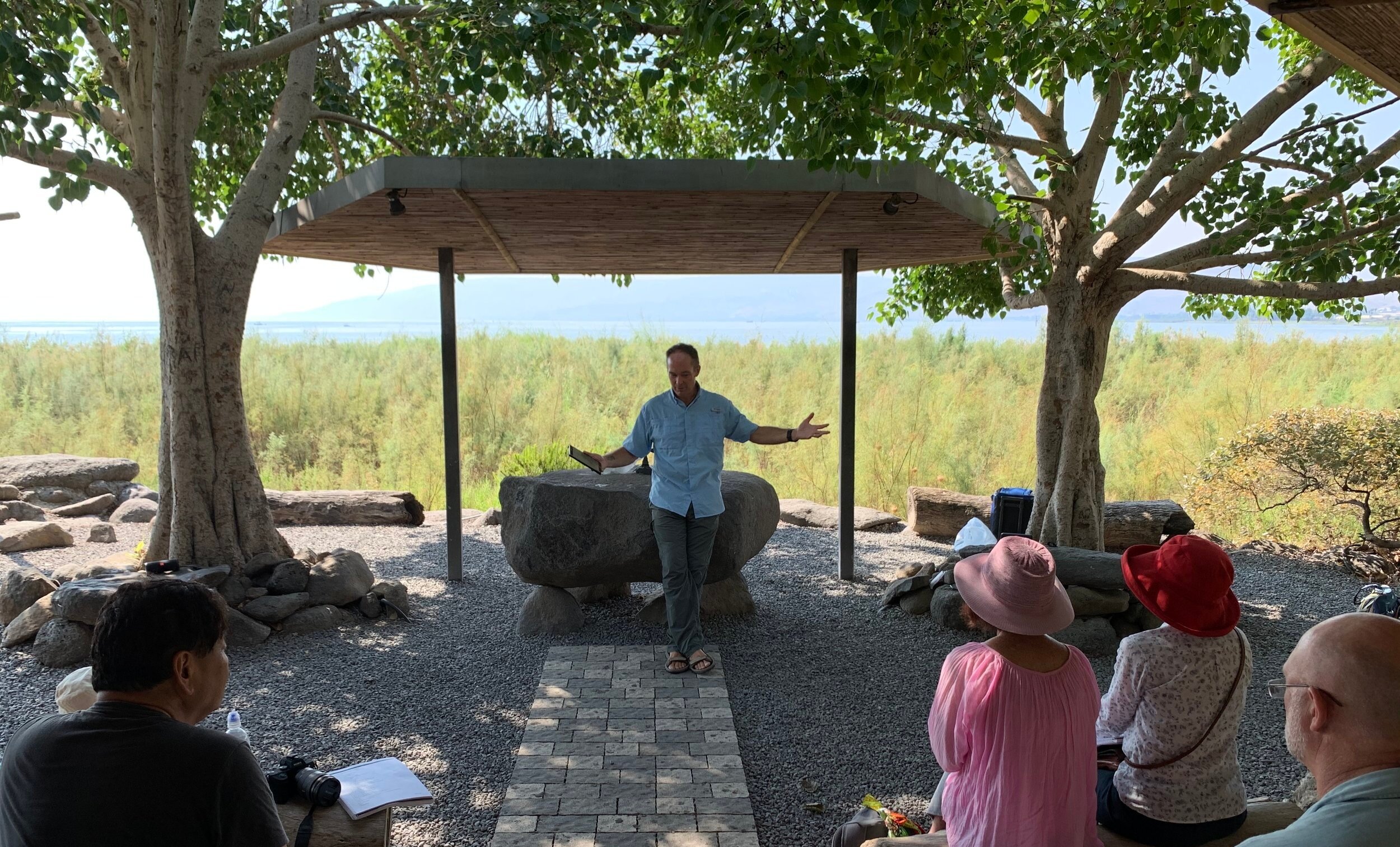 Bob teaching at Tabgha by the Sea of Galilee, Footsteps of Jesus Experience