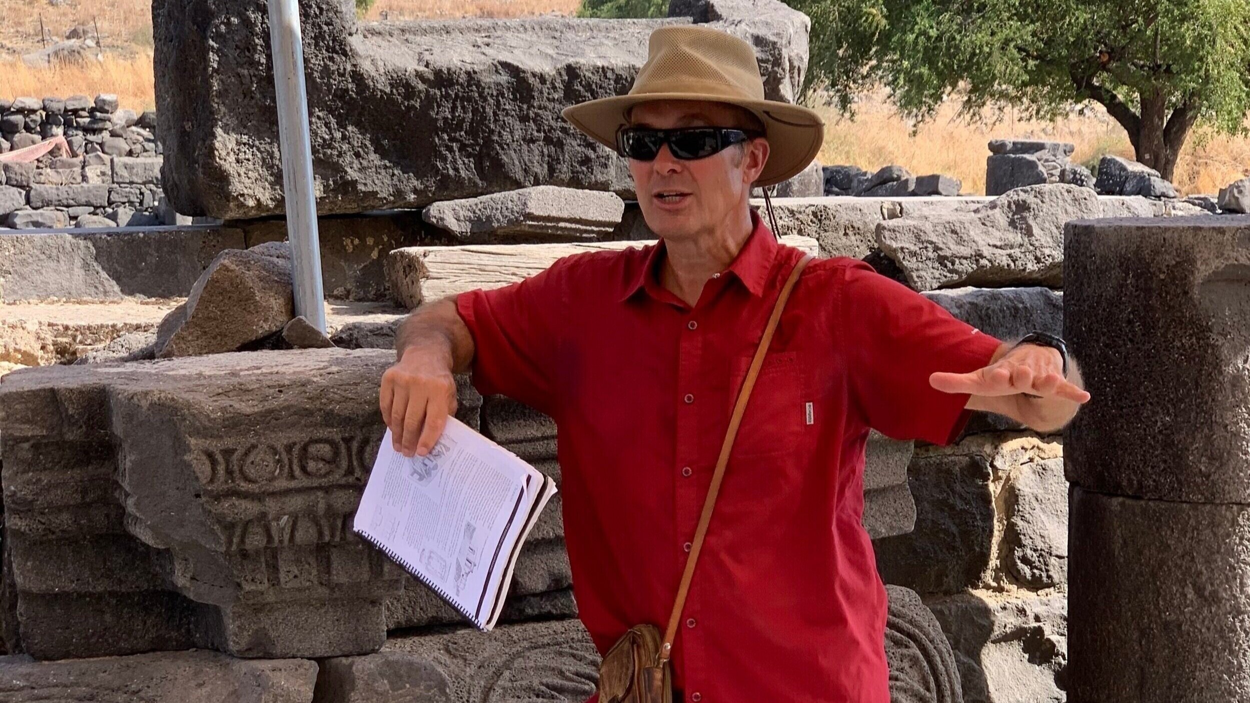 Bob teaching at the synagogue in Corazim, Footsteps of Jesus Experience