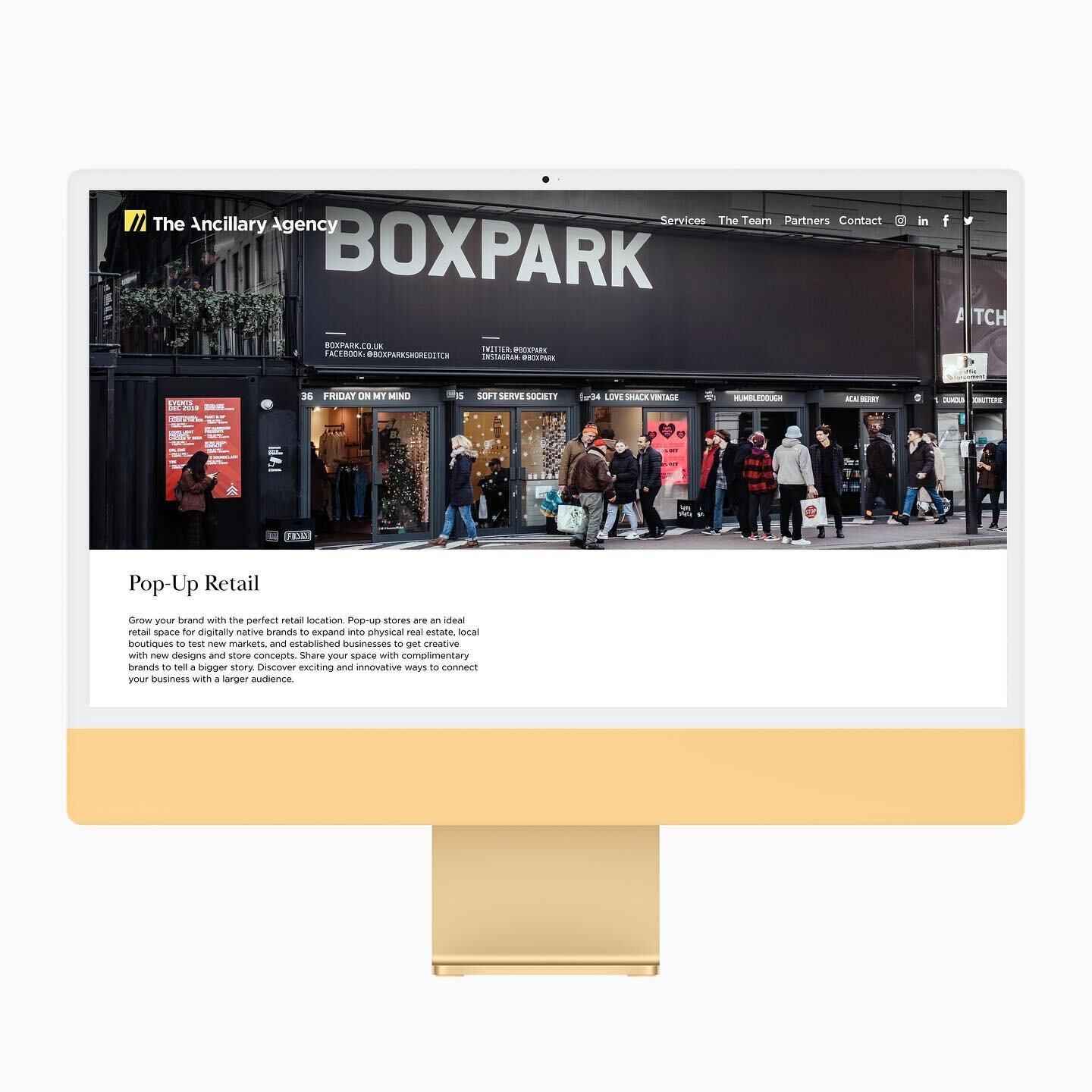 Website design and art direction by @damianbox In collaboration with @carvexdesign who engineered this brand. Toronto's @theancillaryagency Is a new company that focuses on pop-up and automated retail, brand activations, experiential entertainment, s