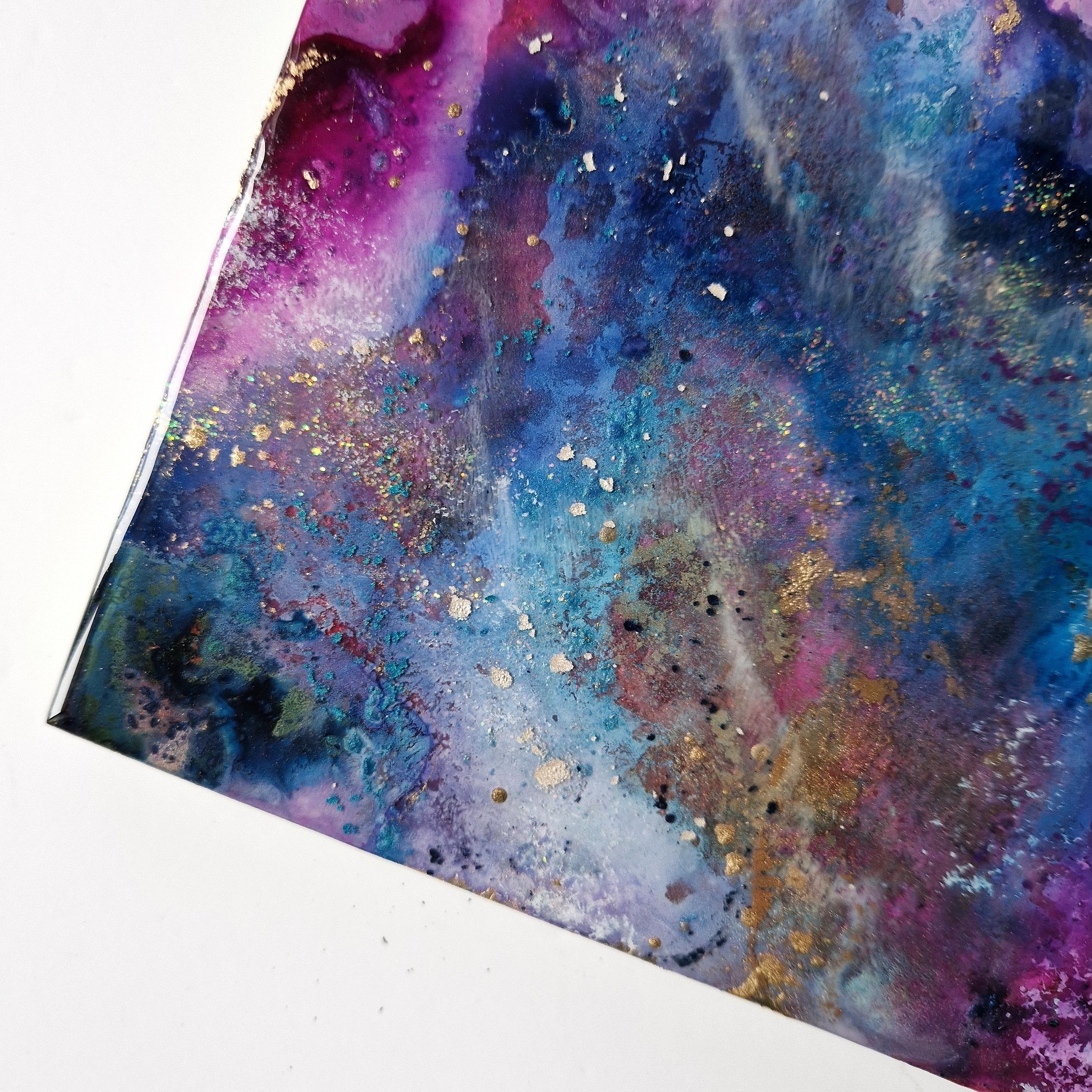 Original Mini Square Space-Inspired Resin Mixed Media Artworks | Nature-Rich Art Collectible art by UK Based Abstract Resin Artist Katie Alize