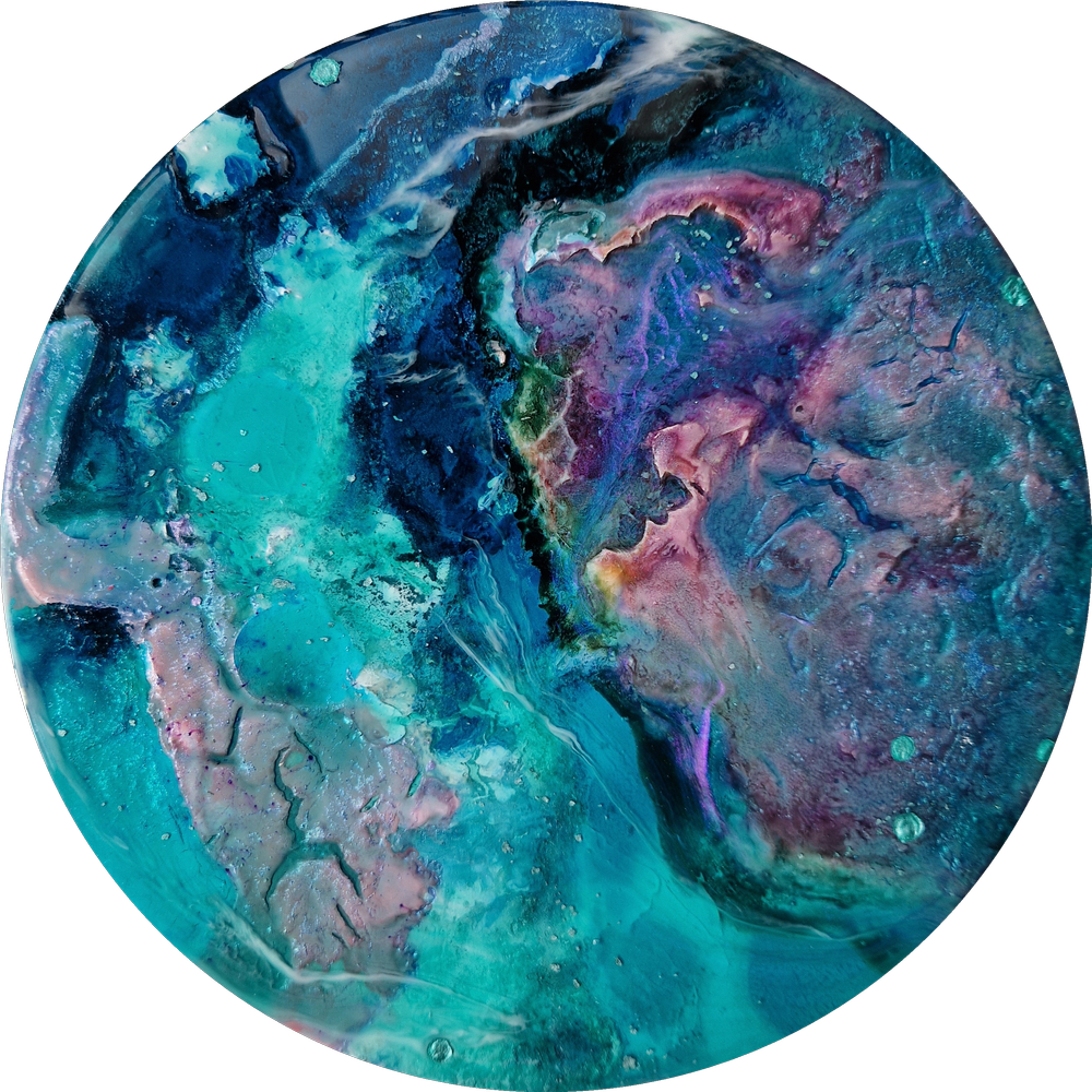 Blue resin abstract art with shades of blue, white, and black, ocean resin art, ocean epoxy art, ocean art, coastal decor, coastal art. Original bespoke abstract artwork created by artist Katie Alize, based in UK, Essex, London.