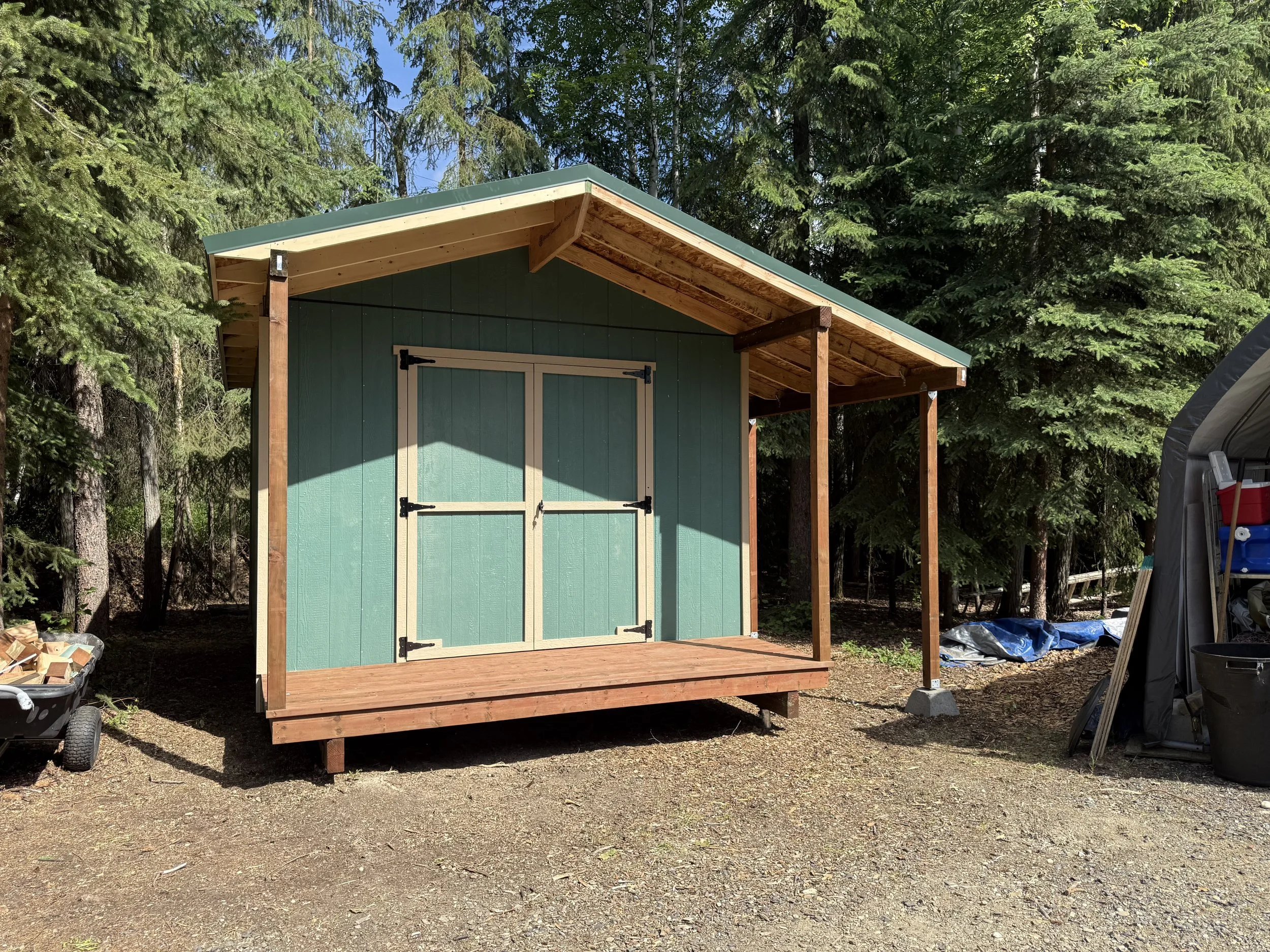 12x16 shed with deck and overhang