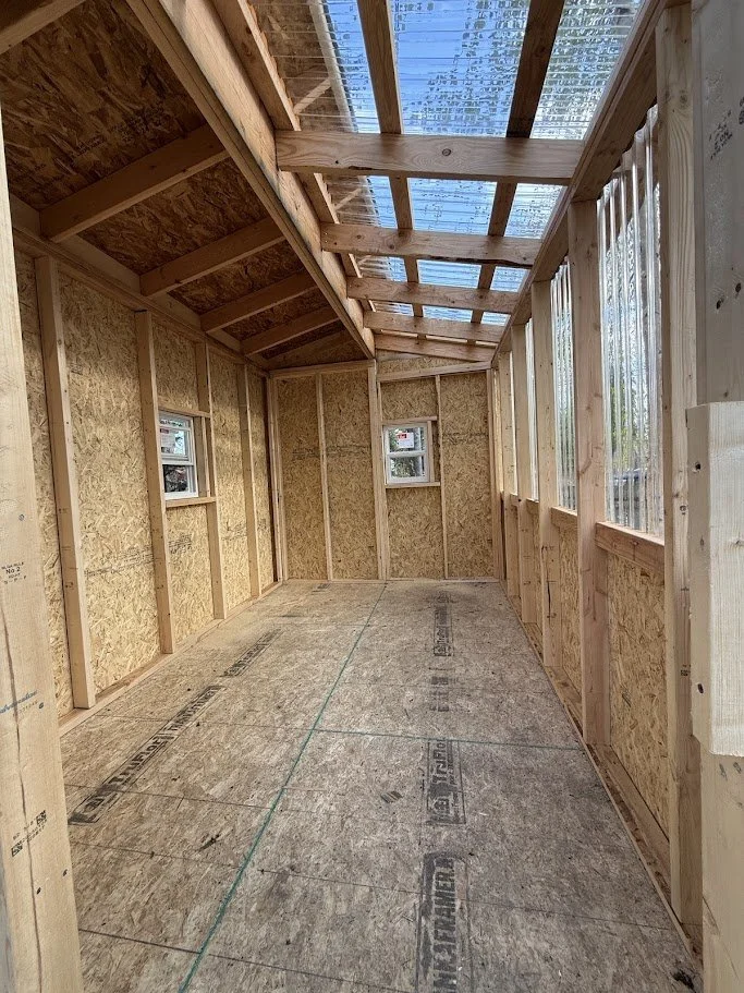 Interior of 8x12 shed/greenhouse combo