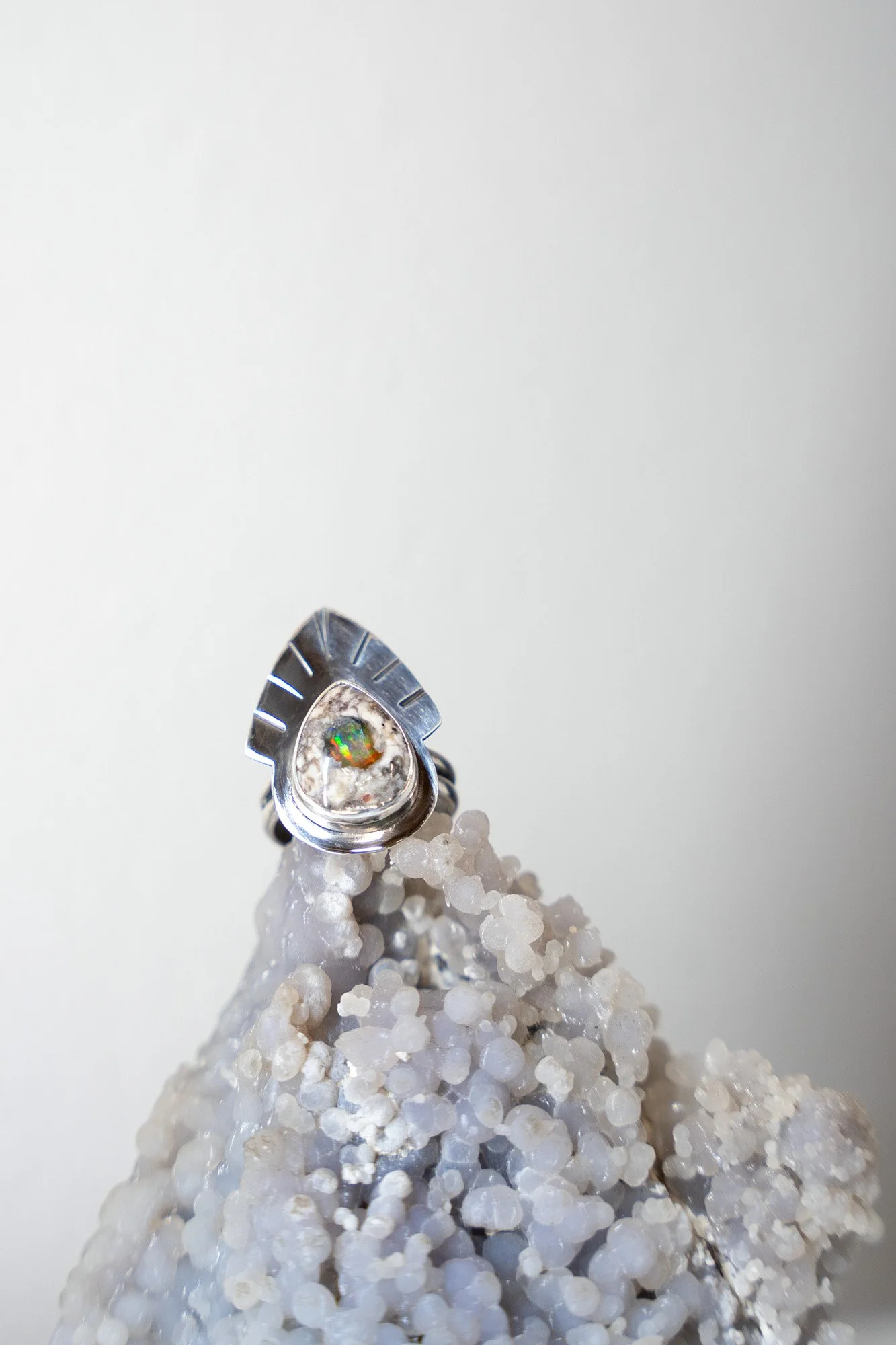 canter opal and sterling silver ring made by Wildform