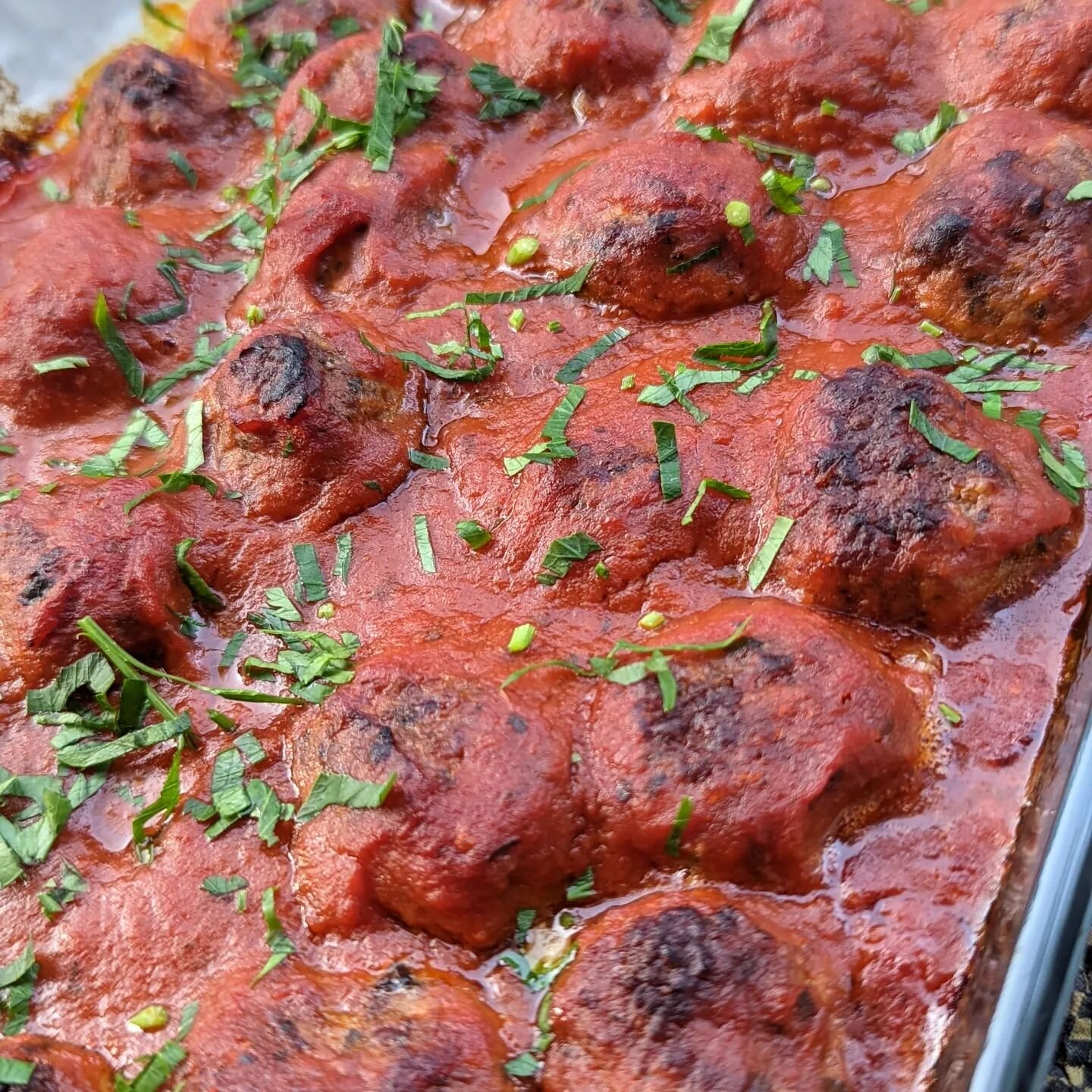 Spanish style baked albondigas or meatballs.  Strong paprika flavored roasted tomato sauce.
&bull;
&bull;
MK Culinary | 401-374-5381 | Chef Mikey
&bull;
&bull;
#MKCulinary #MKCulinaryChicago #YesHaveSome #ChefMikey #ChicagoCateter #CustomMenus #Inver