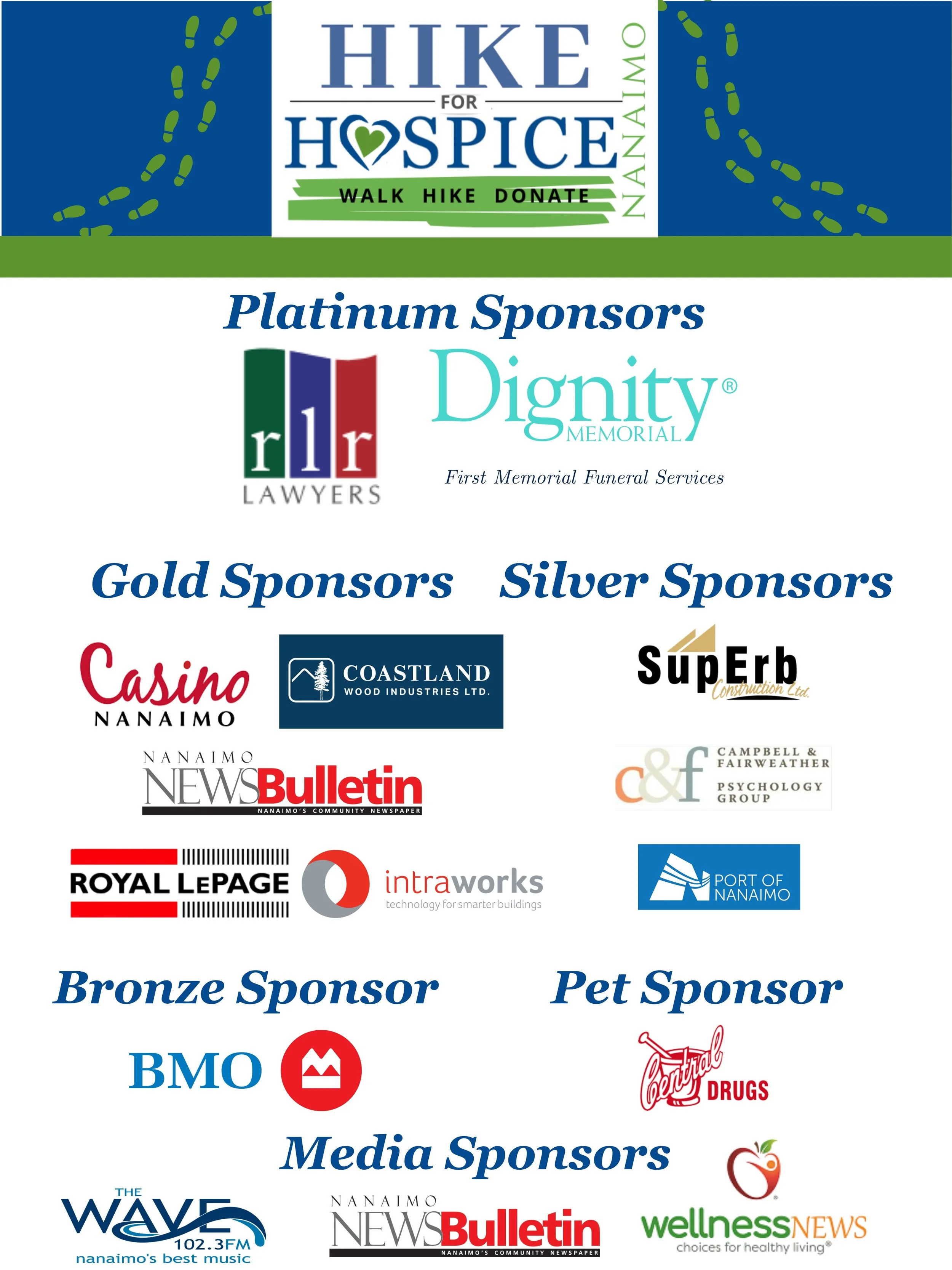 💙THANK YOU TO OUR HIKE FOR HOSPICE 2026 SPONSORS! 💚

Our signature event, Hike for Hospice, is happening on September 12th at Westwood Lake &mdash; just 16 days away!

We are incredibly grateful to our generous sponsors whose support helps us conti
