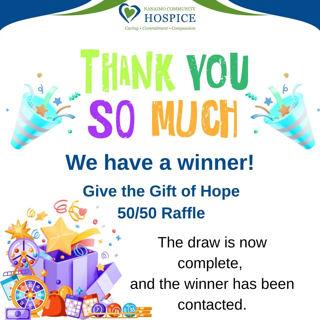 🎉 Our 50/50 Raffle Draw Is Complete! 🎉

Thank you to everyone who participated in our Give the Gift of Hope 50/50 Raffle! 💚💙
The draw has officially taken place, and the lucky winner has been contacted and received their prize. 
To respect the wi