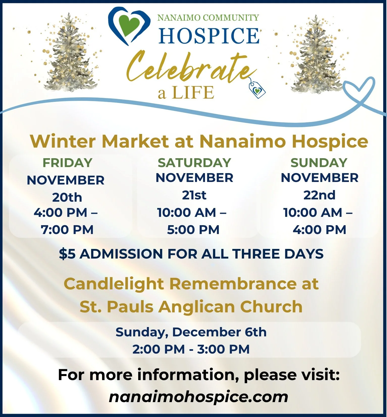✨Celebrate a Life Season is Approaching✨

As the holiday season draws closer, we invite our community to join us for Celebrate a Life, a special time to remember and honour those who are no longer with us. 

This year, Celebrate a Life will include o