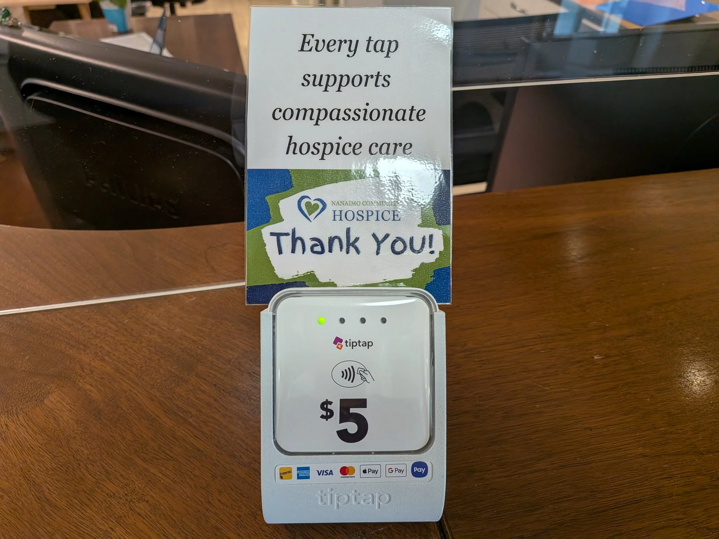 Tip Tap Donation Station, Reception at Nanaimo Community Hospice, BC