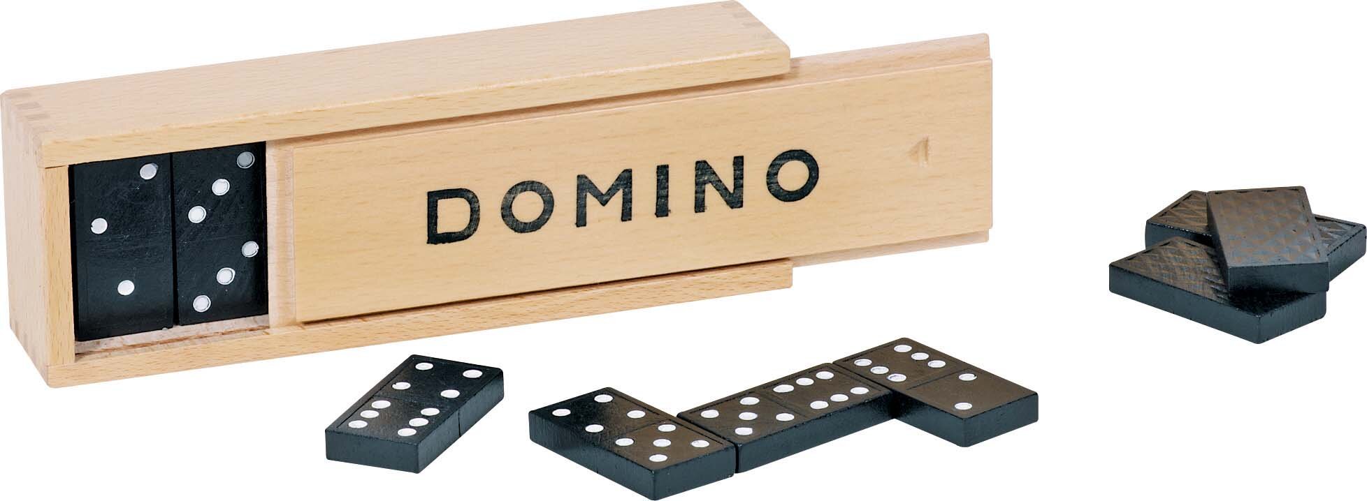 Domino game in wooden box