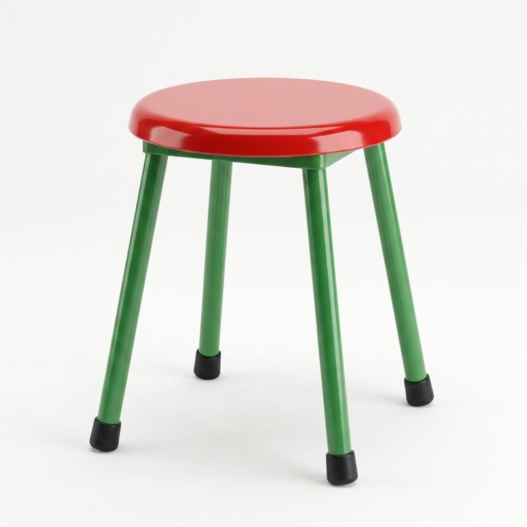 Customizable round kindergarten stool with plastic seat and metal legs for preschool classrooms