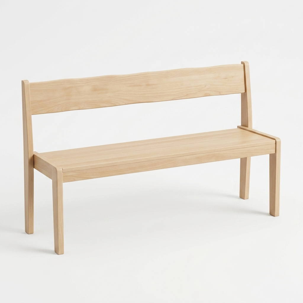 Wooden Montessori kindergarten bench with backrest for preschool and early learning classrooms