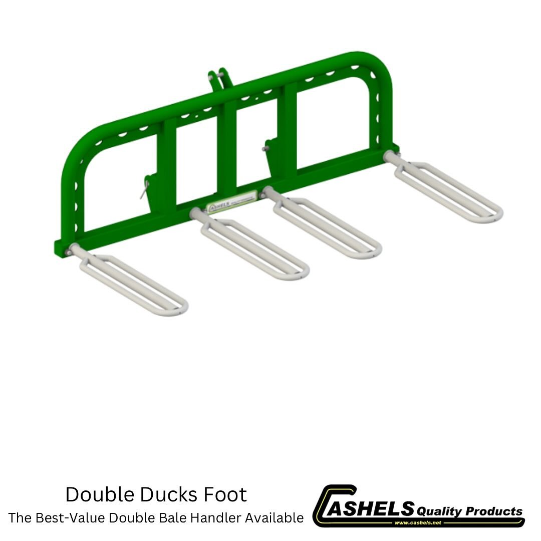 The Double Ducks Foot is the best-value double bale handler on the market. Simple design based on 30+ years of satisfied customer use, no hydraulics required, use on front or rear 3-pt linkage | #cashels #cashelsqualityproducts #ireland #balehandling