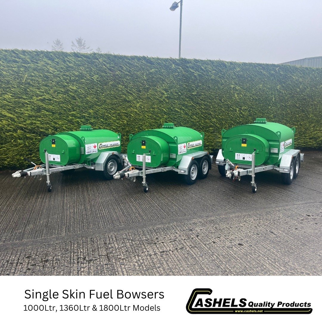 The full line-up of our Single Skin Fuel Bowser range. 1000Ltr Single Axle, 1360Ltr Twin Axle and 1800Ltr Twin Axle. 

The metal IBC's are designed and manufactured in-house by Cashels and are ADR approved and individually pressure tested. The IBC si
