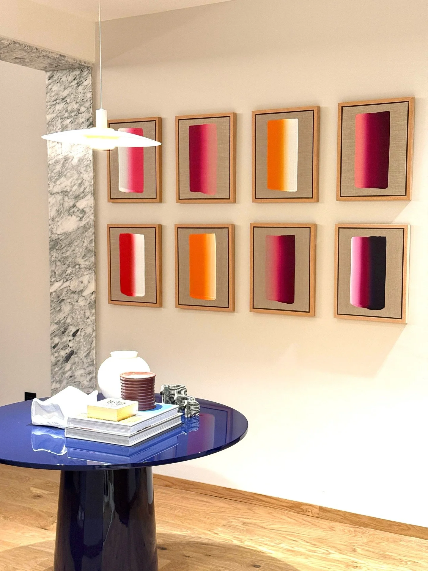 Installation in Mexico 🇲🇽
8 small pieces, acrylic on linen
(40 &times; 30 cm each)
2025 🙌🏼

A dialogue in fragments &mdash; each piece holding its own rhythm, yet all connected through color and balance.
.
.
.
#art #abstraction #contemporaryartwo