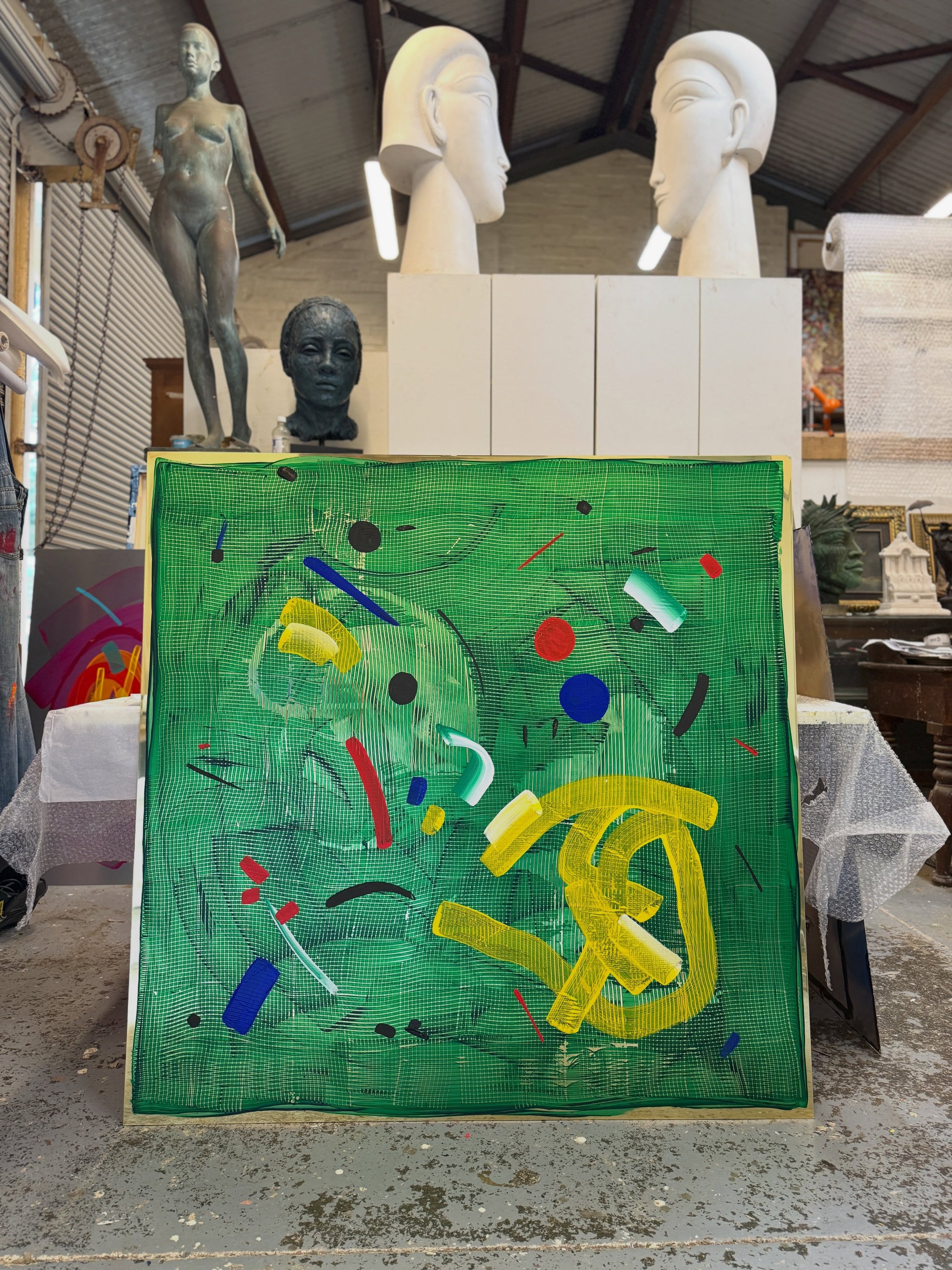 &ldquo;Green pulse&rdquo;, acrylic on gold mirror panel, 120 x 120 cm, 2026 ✨

#sydneyart #sydneyartist #abstractart #abstractpainting #contemporaryartwork