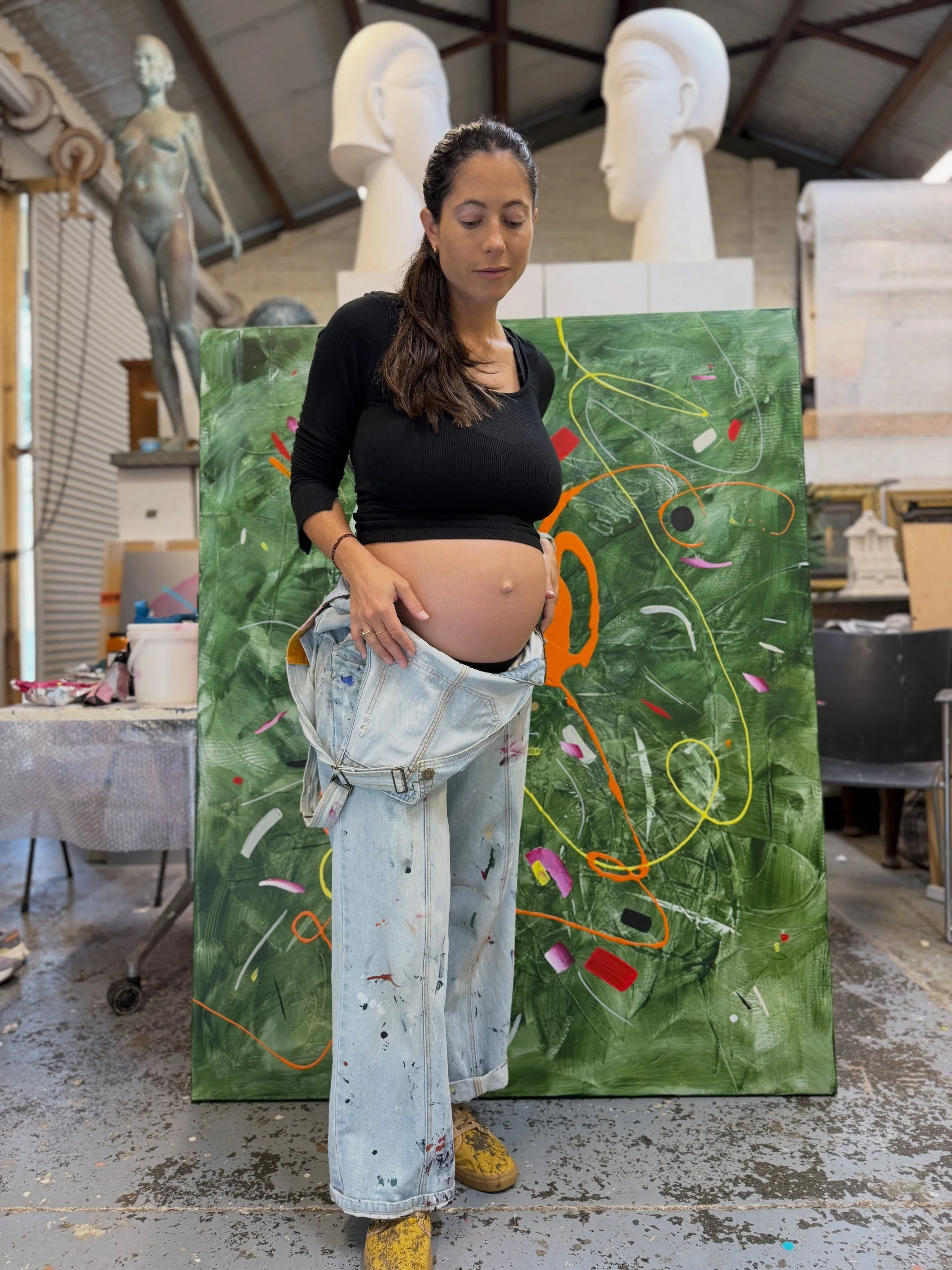 Two heartbeats in the studio today ✨
#3 kid &hearts;️

Commissioned piece &middot; Acrylic on canvas &middot; 150 &times; 120 cm &middot; 2026