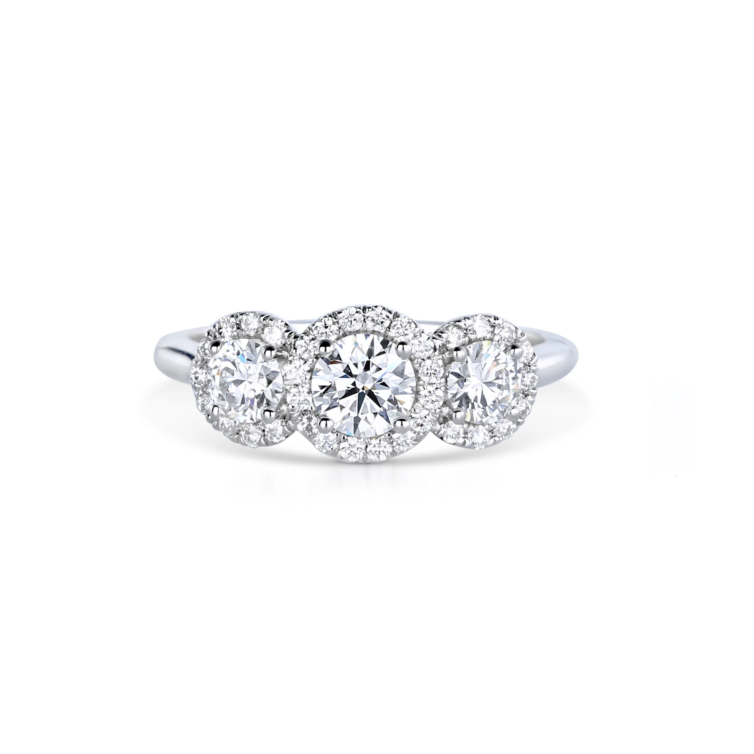 2ct+ Three-Stone Halo Round