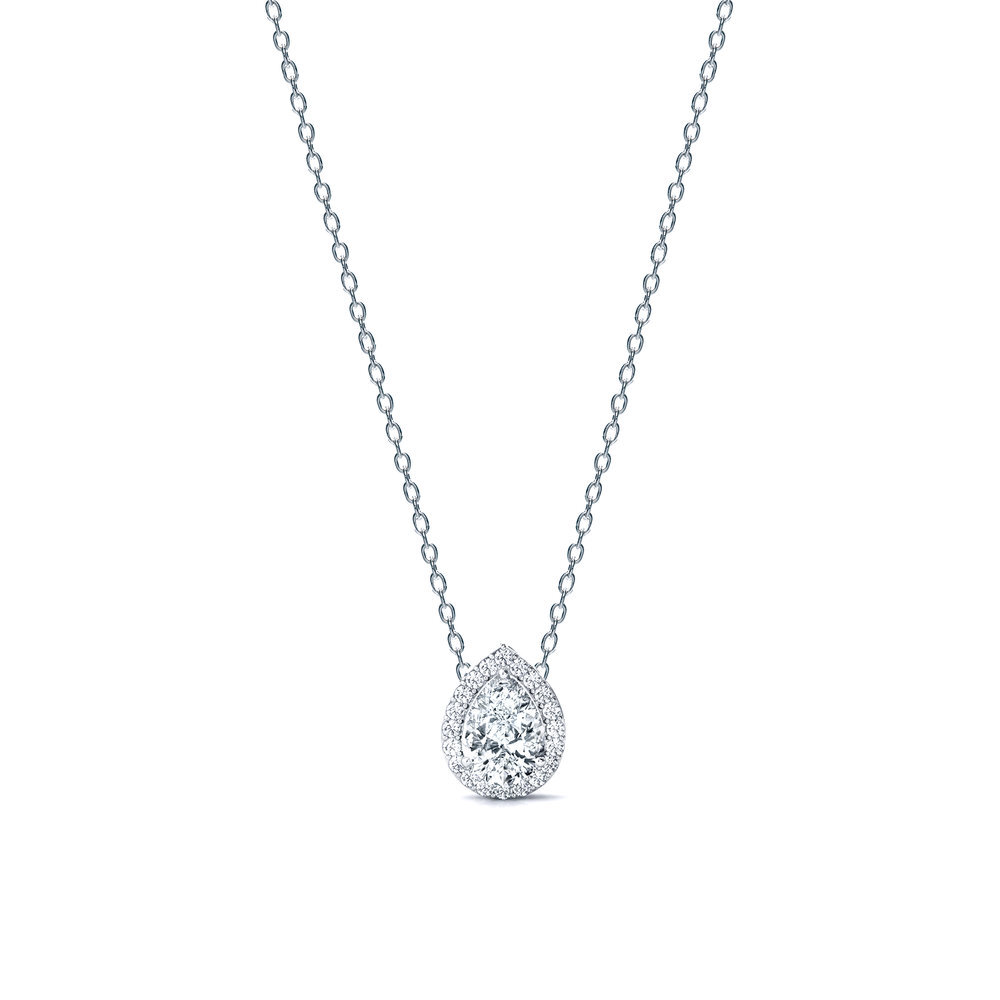 Pear Halo Diamond Pendant