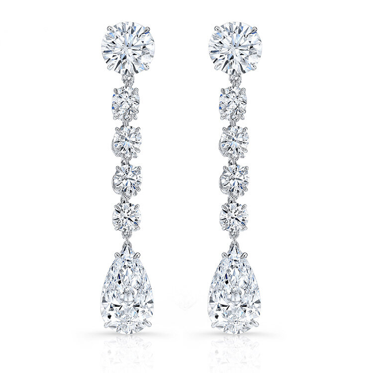 Pear Diamond Drop Earrings