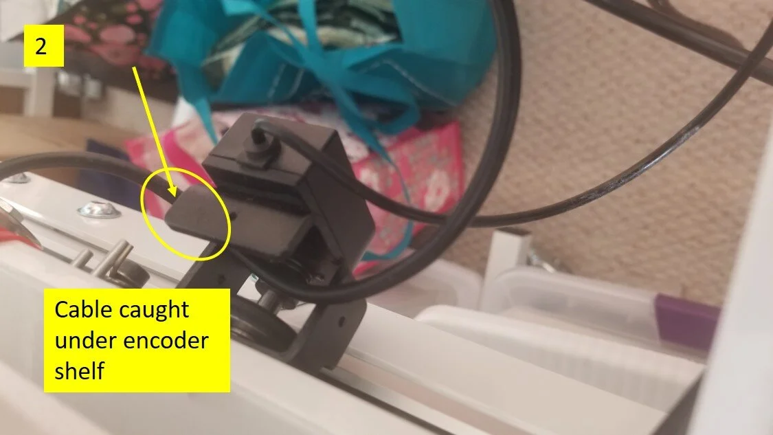 Stitch Quality in certain locations left-to-right: encoder tangled in cables!