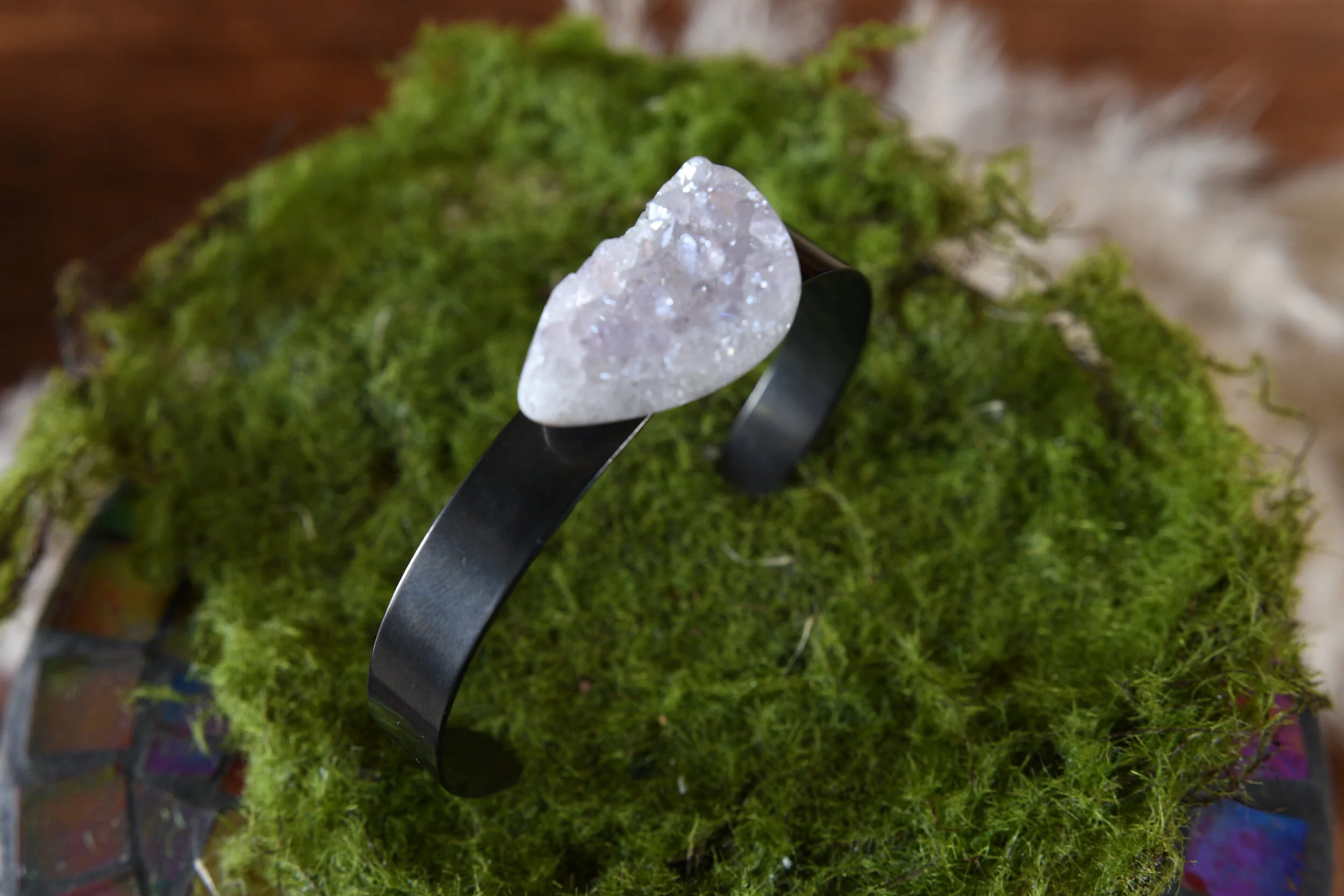 White Druzy Bangle
