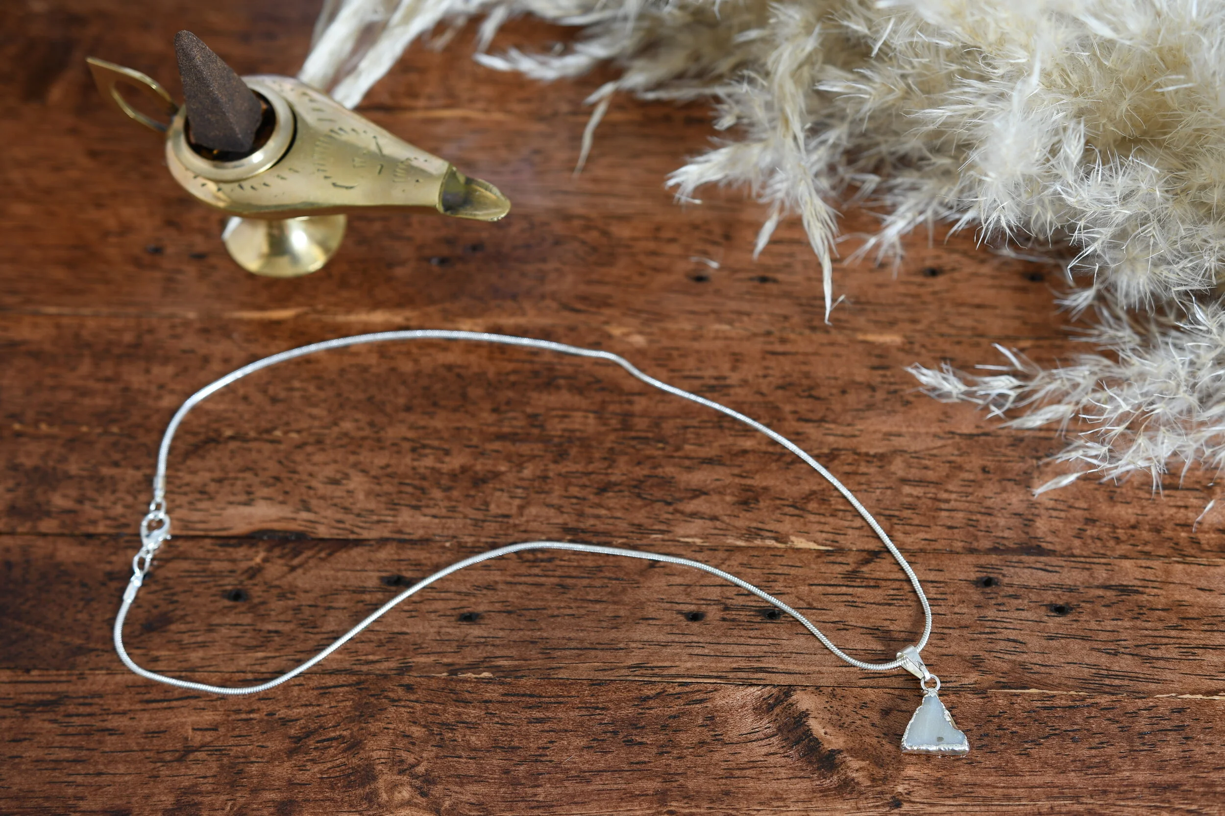 Silver Triangle Druzy Necklace