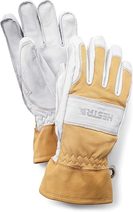 Hestra Mens Mens and Womens Ski Gloves: Guide Leather Winter Gloves with Wool Lining