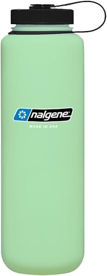 Nalgene Sustain Tritan BPA-Free Water Bottle Made with Material Derived from 50% Plastic Waste (Using ISCC Certified Mass Balance), 48 OZ, Wide Mouth, Glow Green