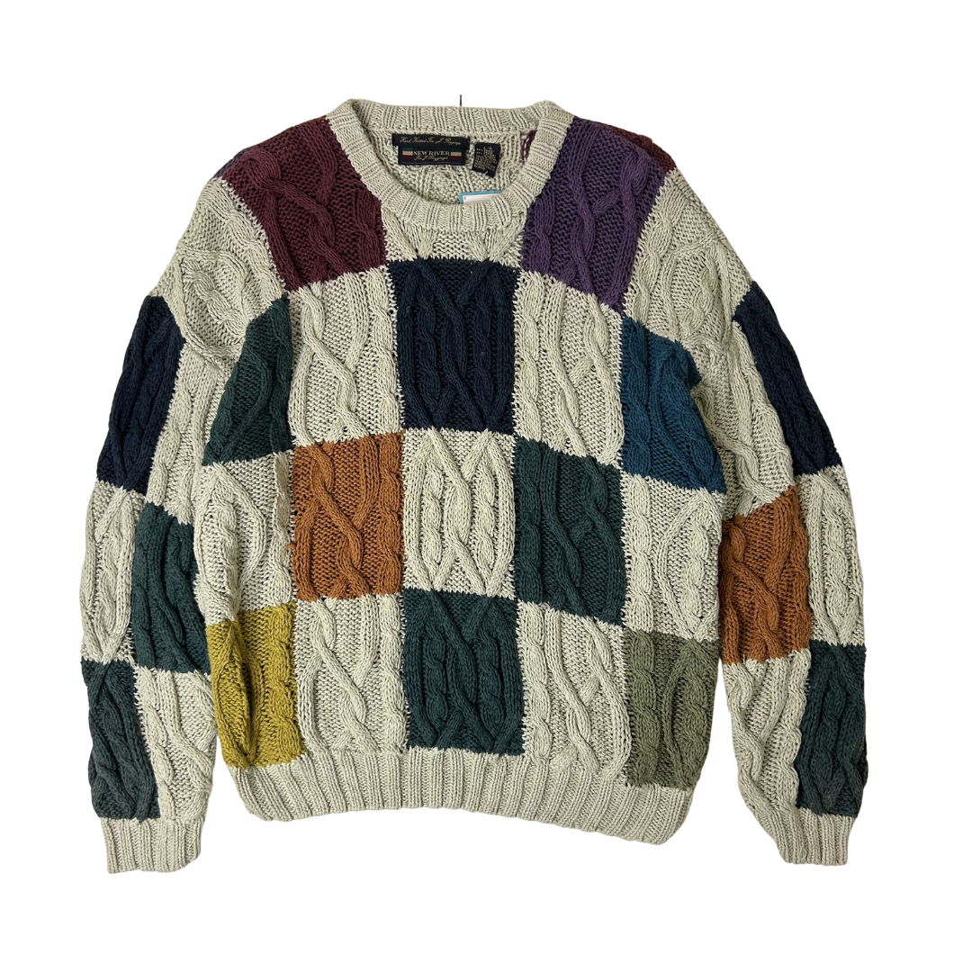 90s Hand Knitted Color Block sweater