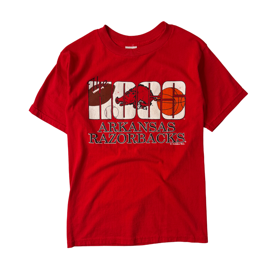 90s Arkansas Razorbacks football basketball tee