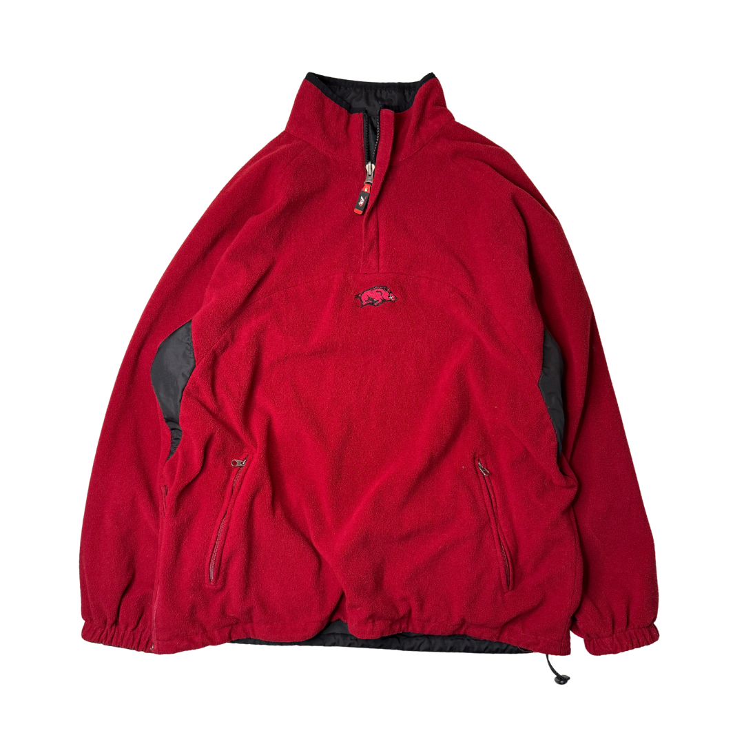 00s Arkansas Razorbacks fleece quarter zip pullover jacket