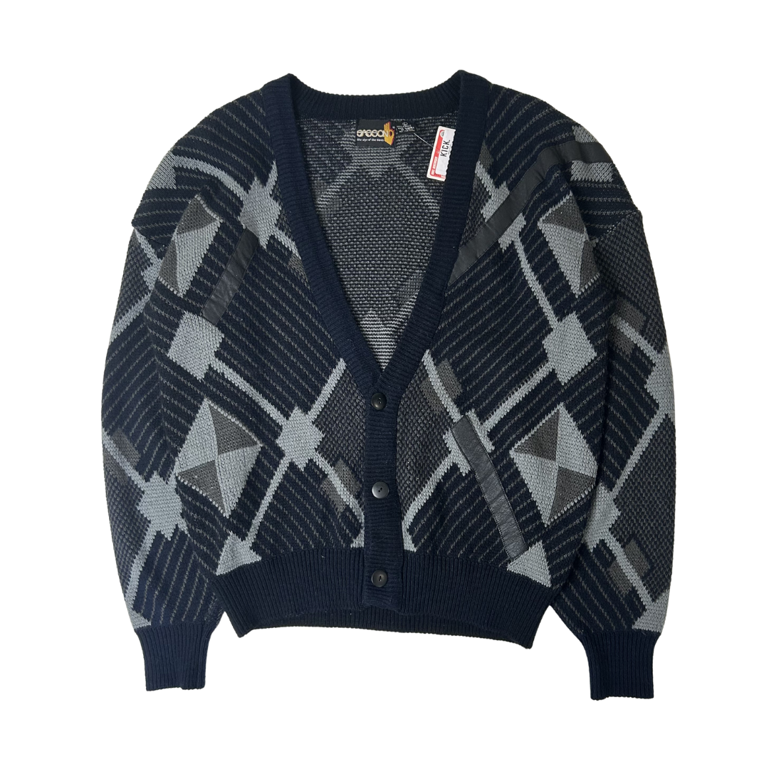 80s Diamond Knitted sweater cardigan