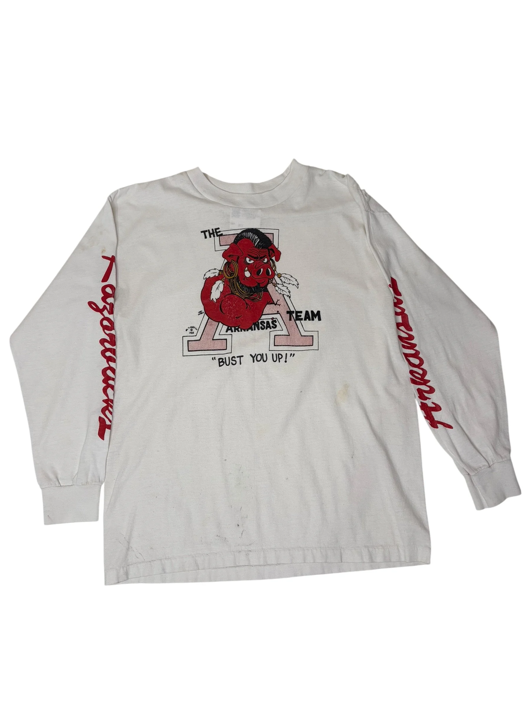 80s ARKANSAS RAZORBACK LONGSLEEVE TEE (M)