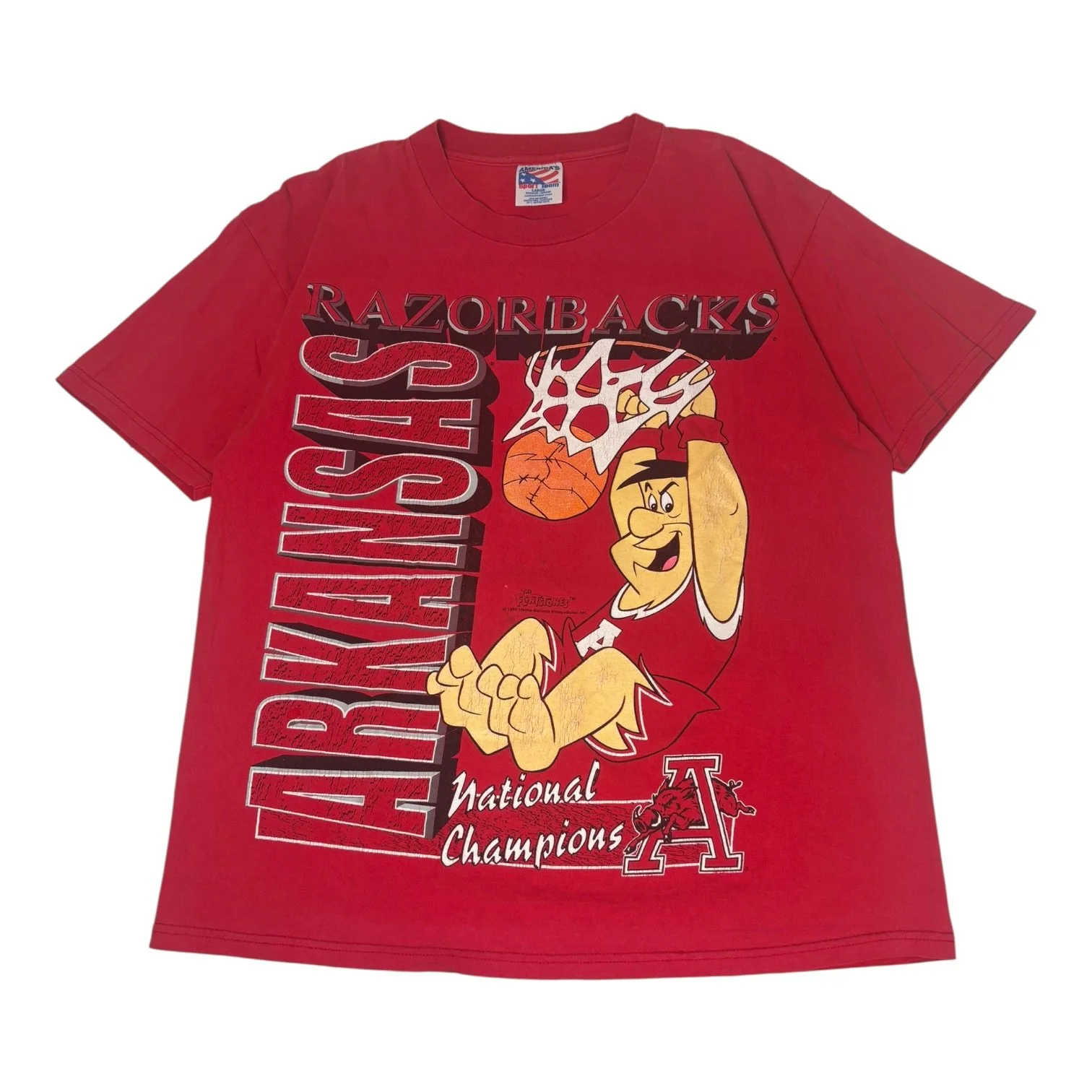 90s Arkansas Razorbacks Flinestones tee (L)