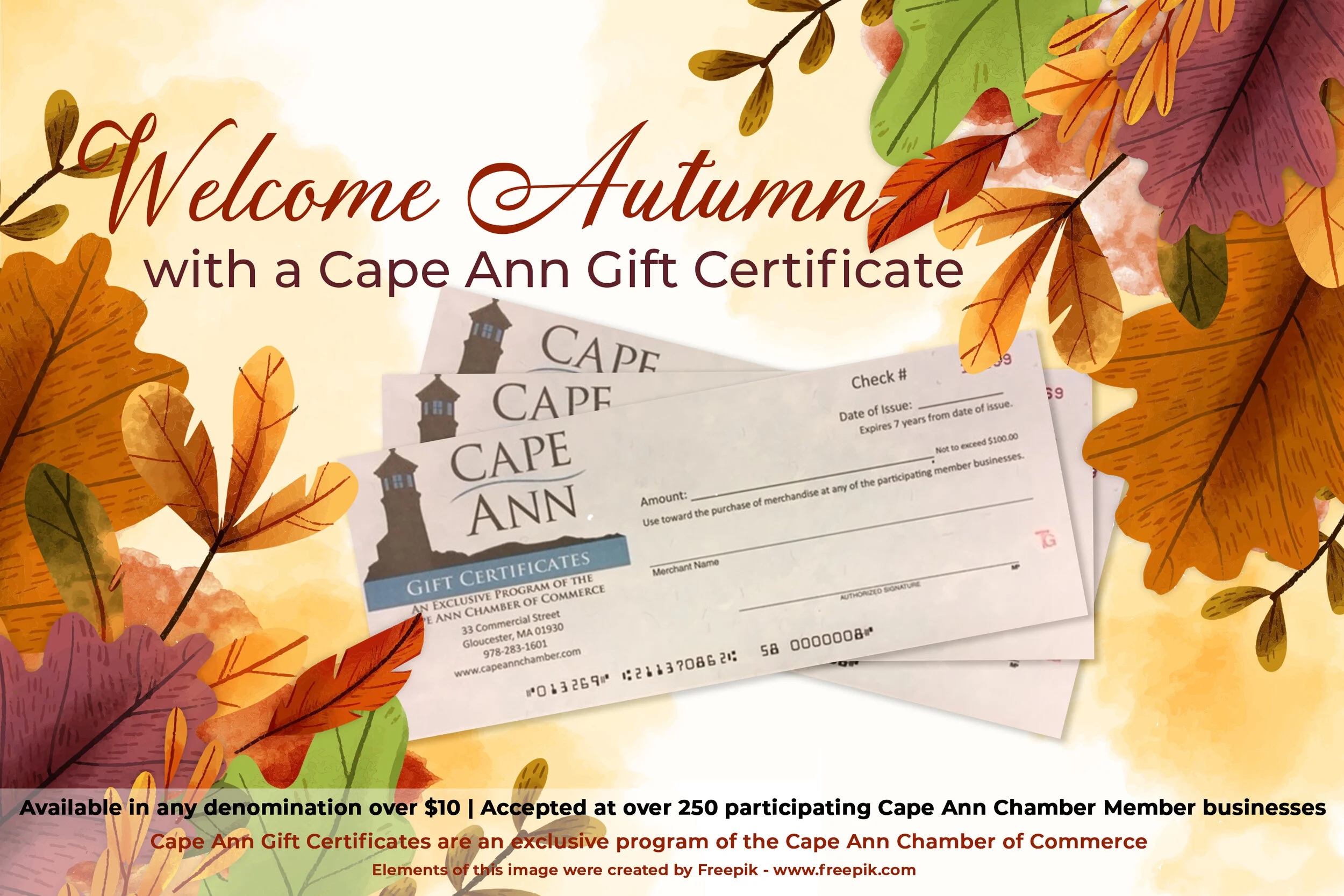 Cape Ann Gift Certificate Autumn Advertisement