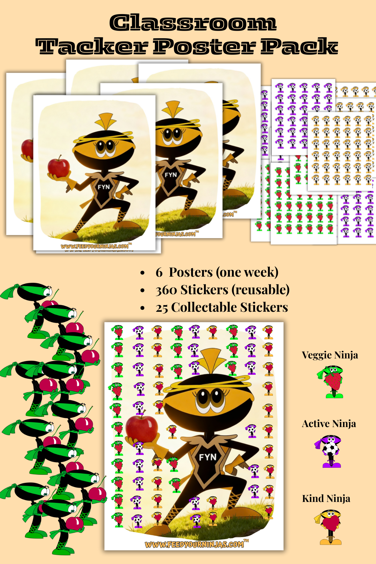 CLASSROOM    Acts of Kindness Tracker Poster Packs - 11" x 17" Posters  (6 posters 360 Stickers)